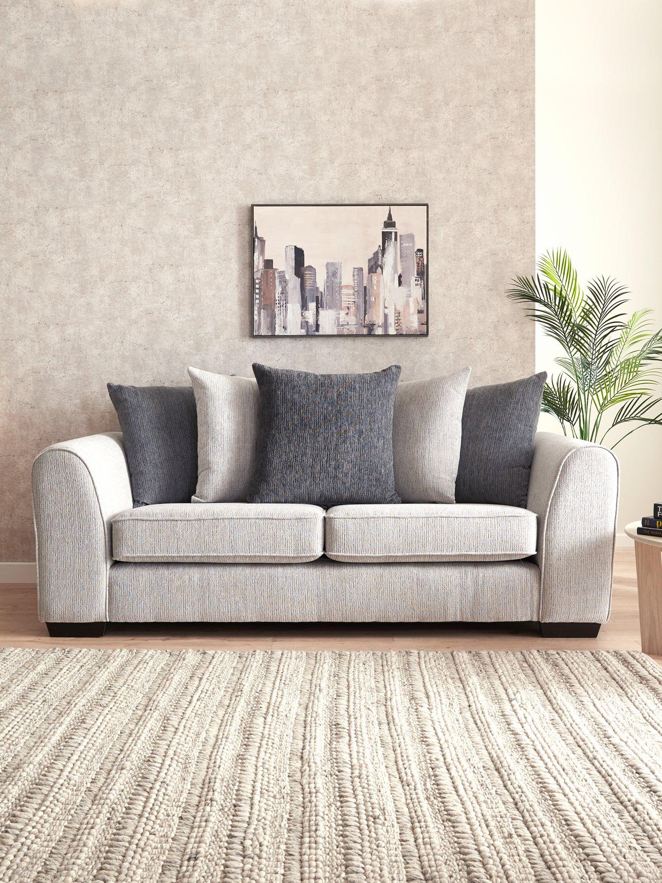 Product photograph of Very Home Lavine 3 Seater Scatter Back Fabric Sofa from very.co.uk