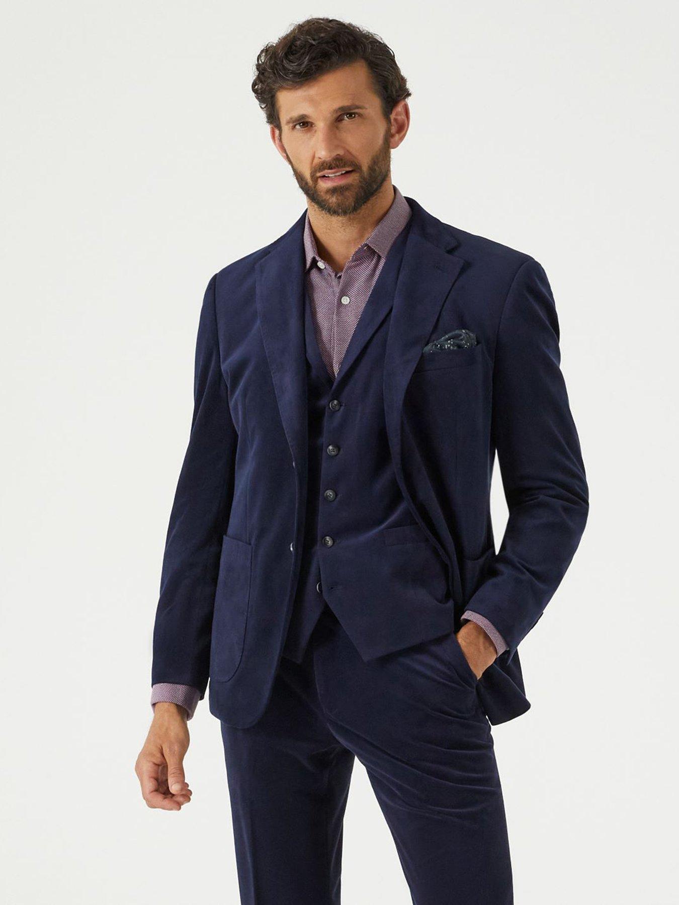 undefined Atkinson Corduroy Tailored Fit Suit Jacket - Navy