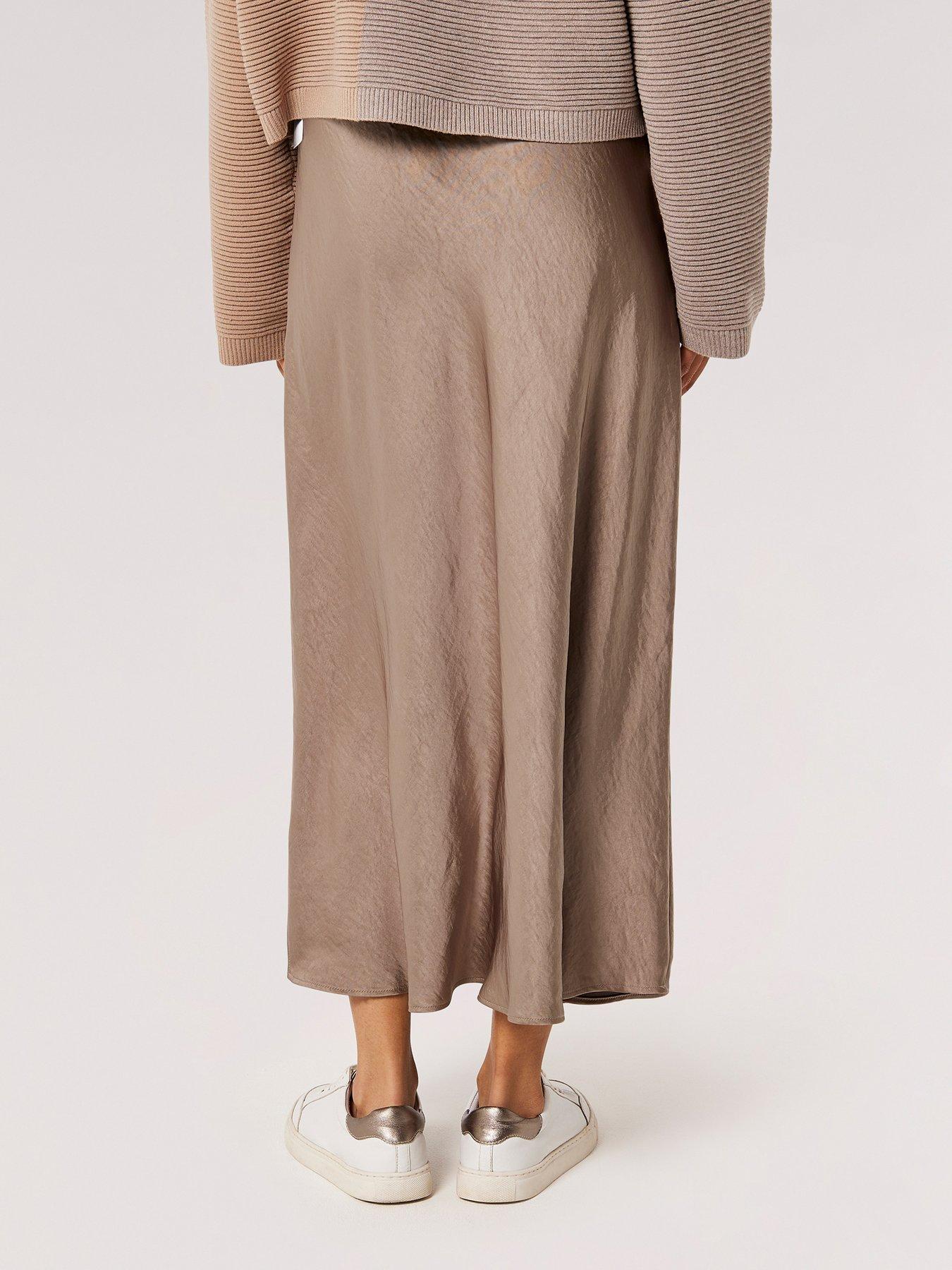 Image 2 of 4 of Apricot Satin Bias Cut Maxi Skirt