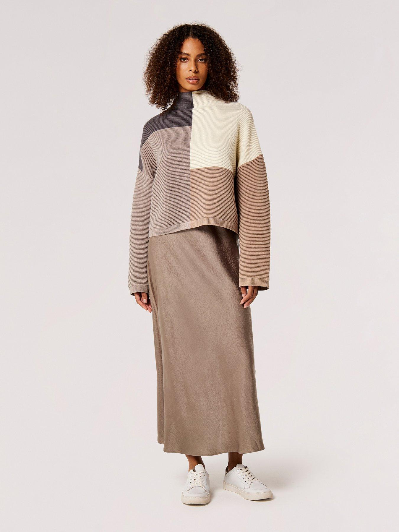Image 3 of 4 of Apricot Satin Bias Cut Maxi Skirt