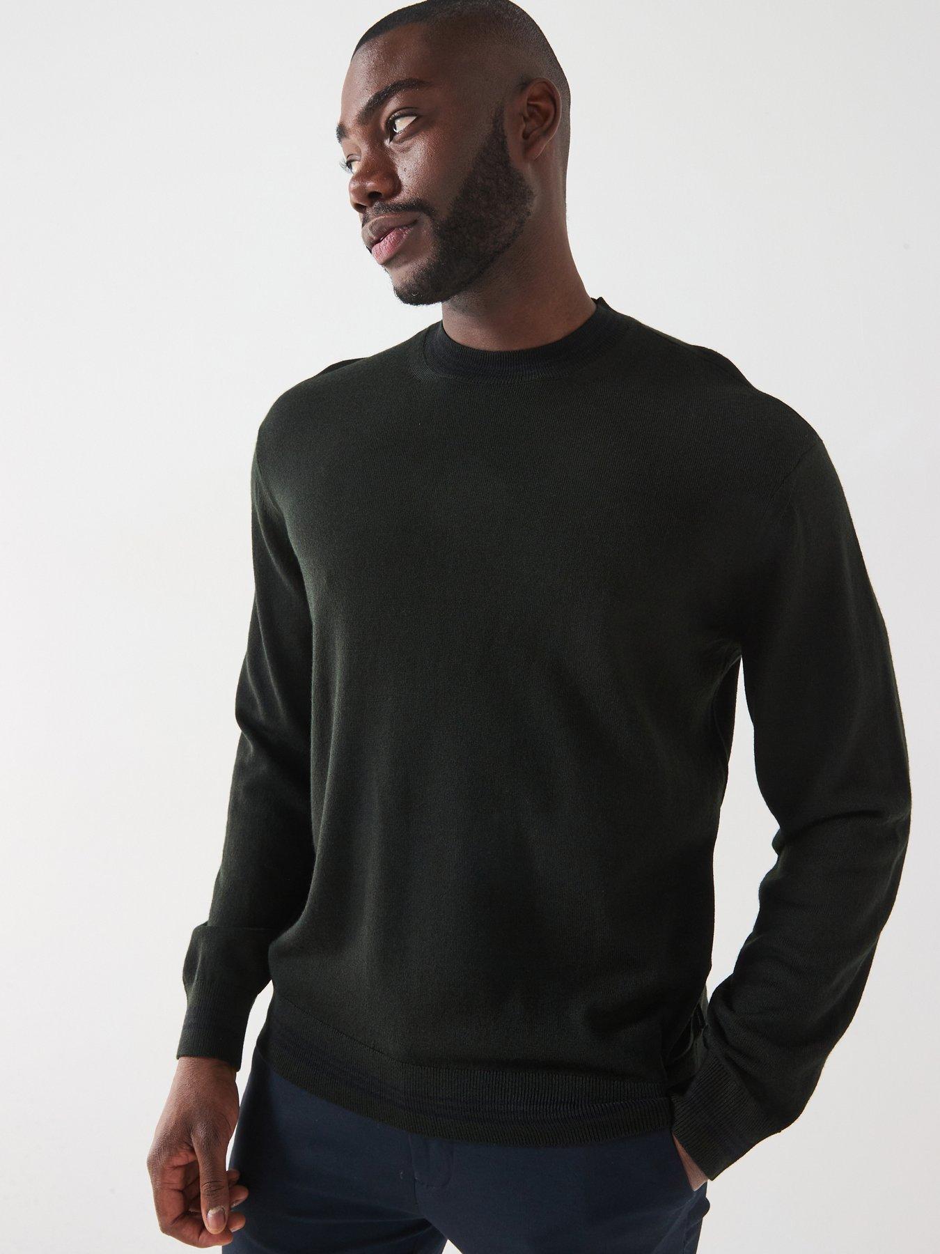 undefined Crew Neck Knitted Jumper - Dark Green