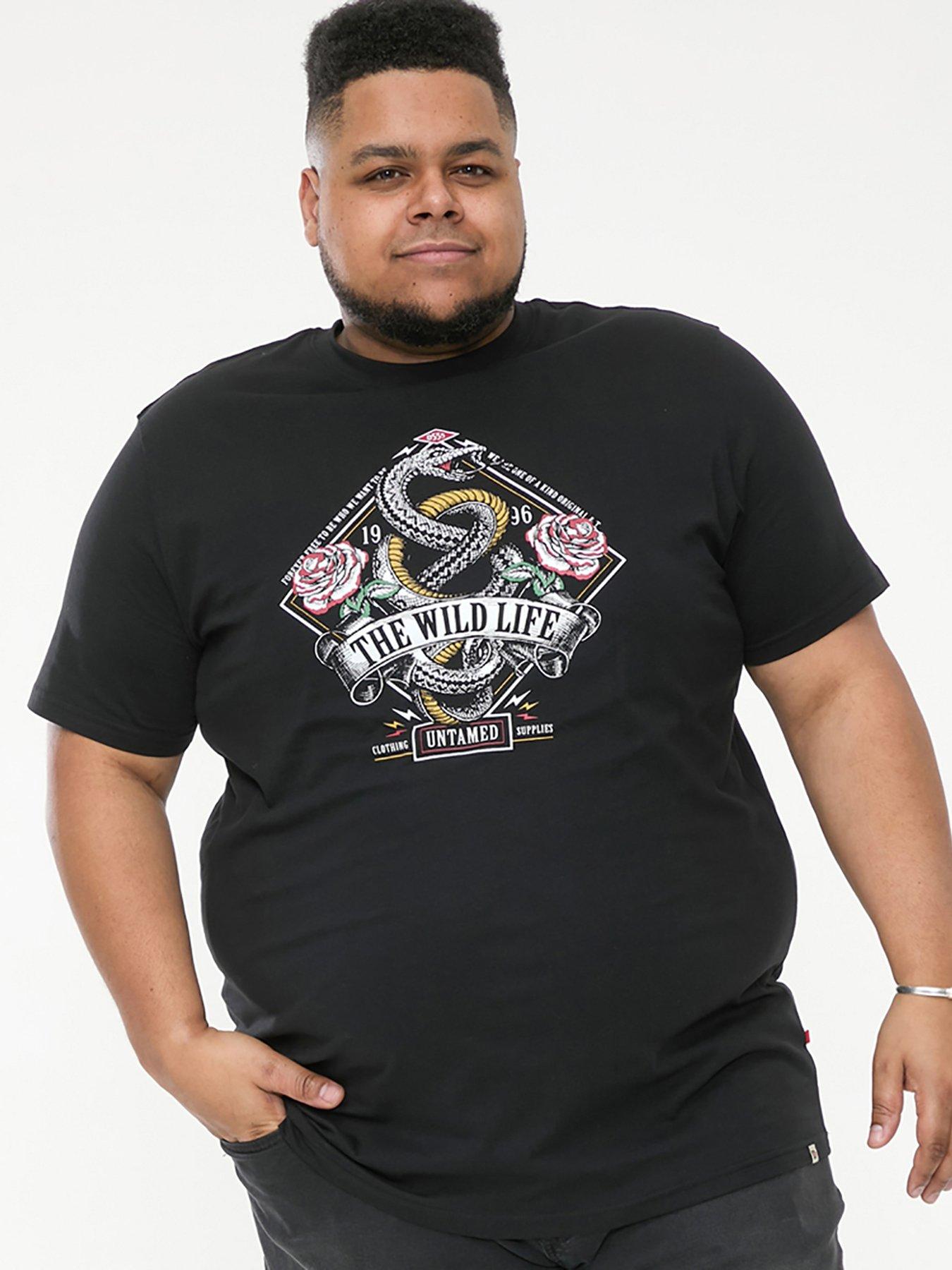 undefined Malcom Snake And Roses Printed Crew Neck T-Shirt - Black