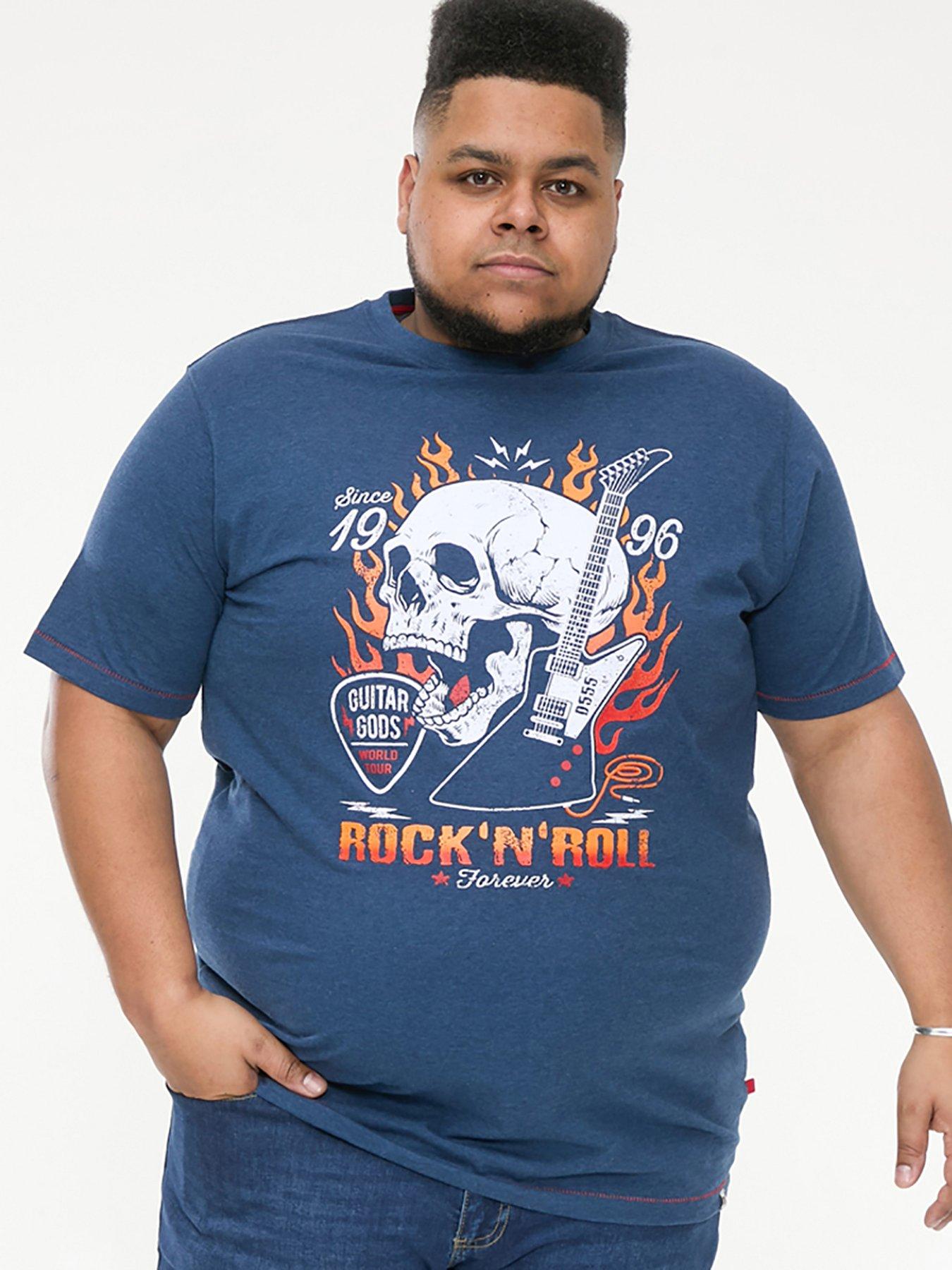 undefined Neal Skull With Flames Printed Crew Neck T-Shirt - Navy
