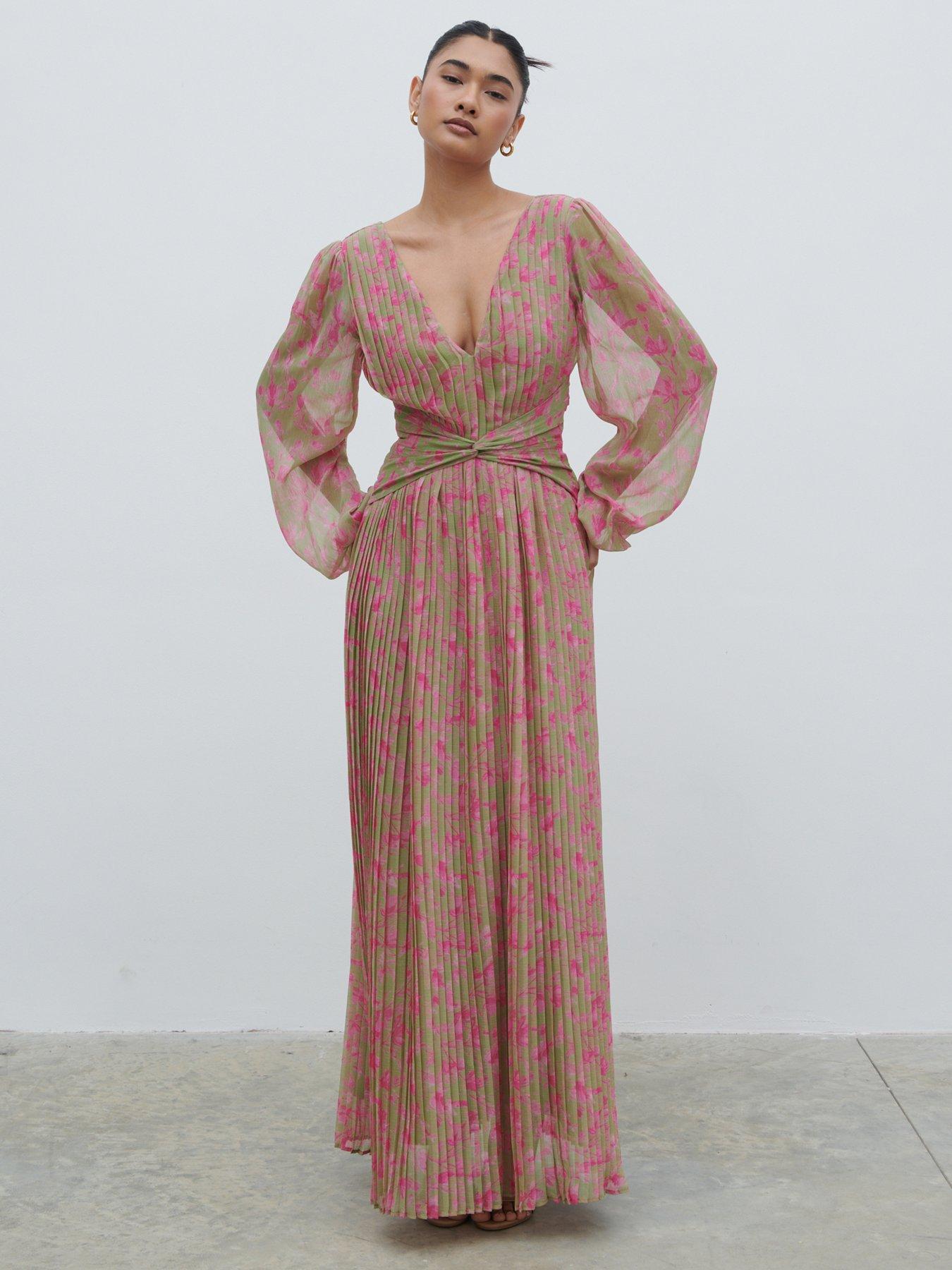 undefined Jade Floral Pleated Maxi Dress - Multi