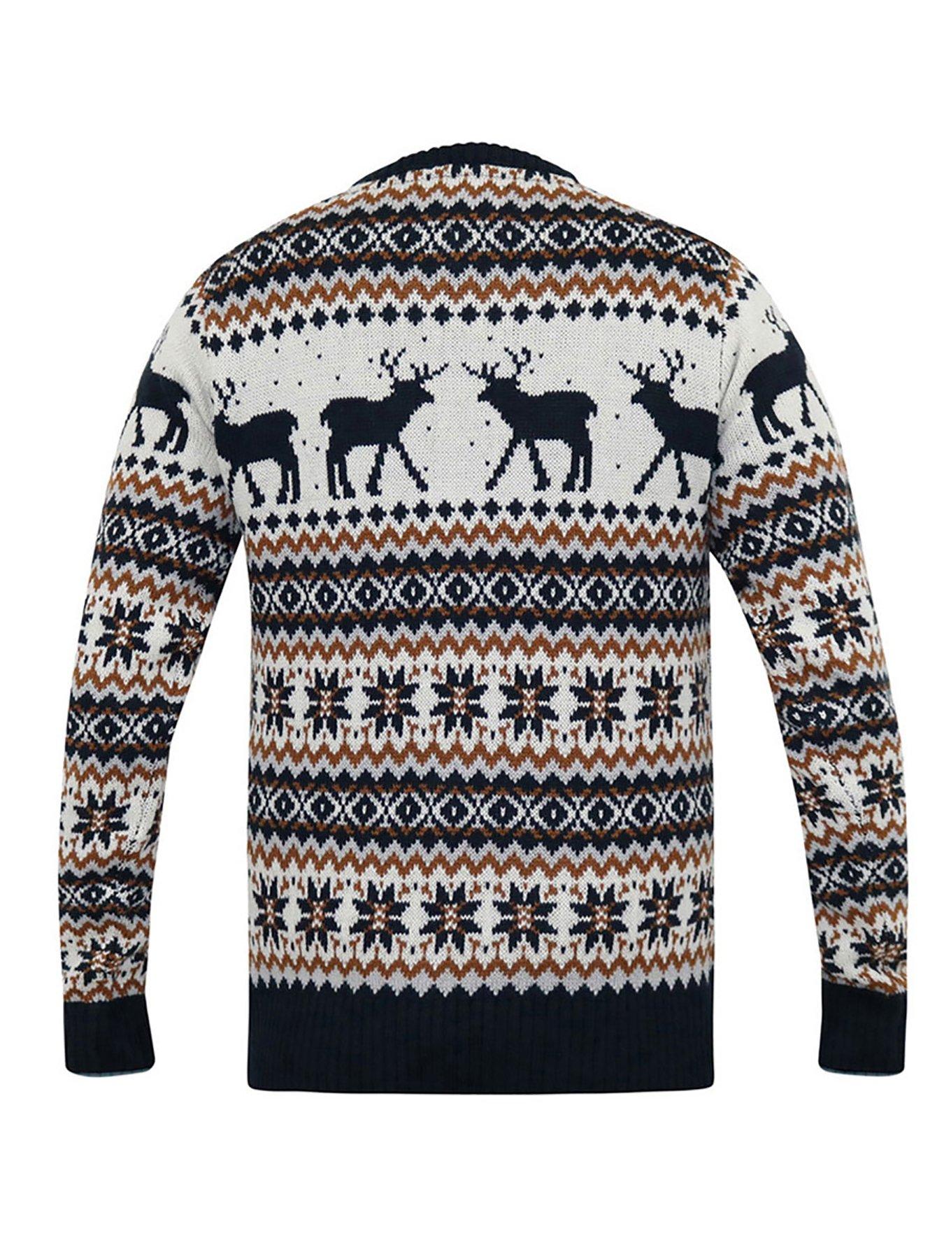 Image 4 of 4 of D555 Reindeer Knitted Christmas Jumper - Ecru/Navy