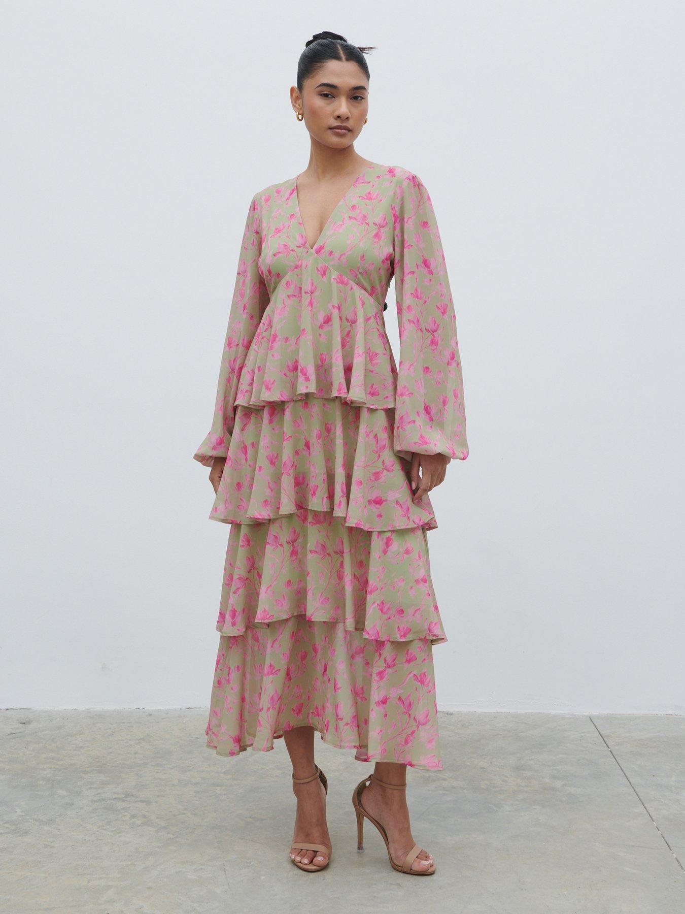 undefined Ashton Floral Midaxi Ruffle Dress - Multi