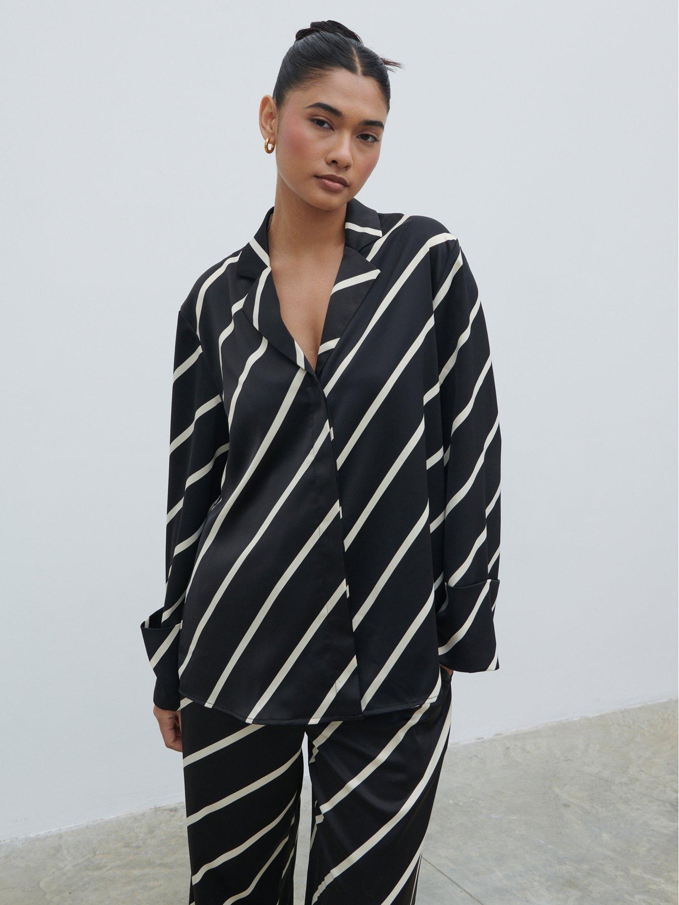 undefined Bobbi Relaxed Stripe Shirt - Black  &  Cream