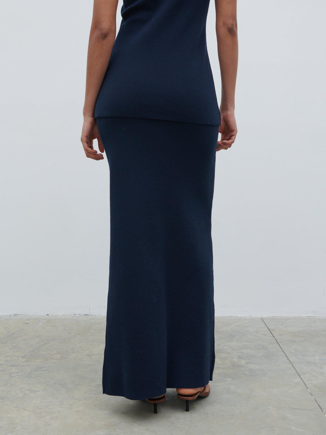 Image 3 of 4 of Pretty Lavish Reese Knitted Maxi Skirt - Navy