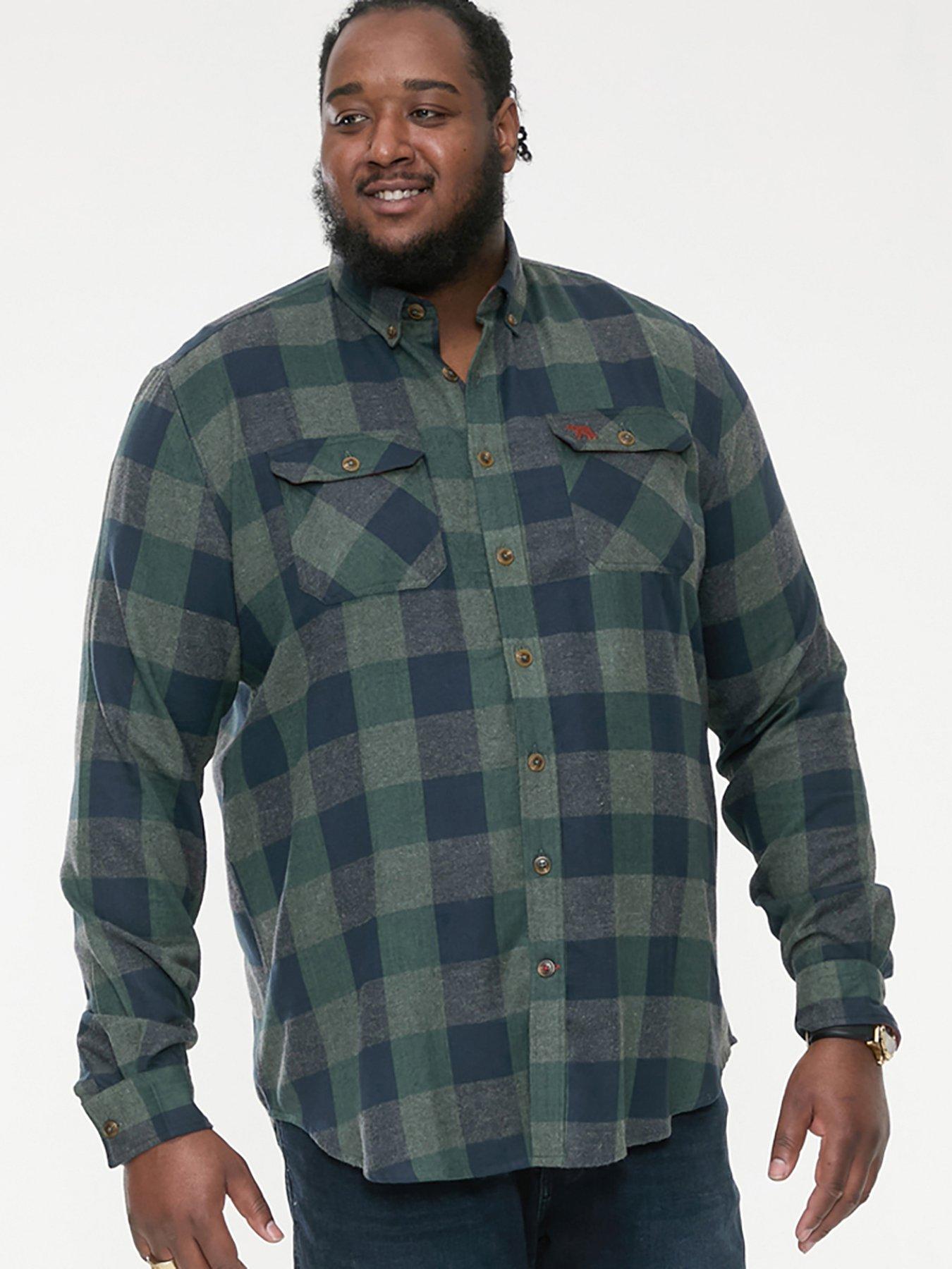 D555 Garfield Check Overshirt, Navy, Size 2Xl, Men