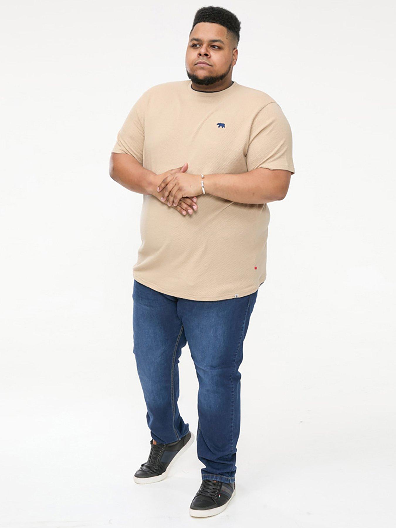 Image 2 of 5 of D555 Sandford Waffle Textured T-Shirt - Beige