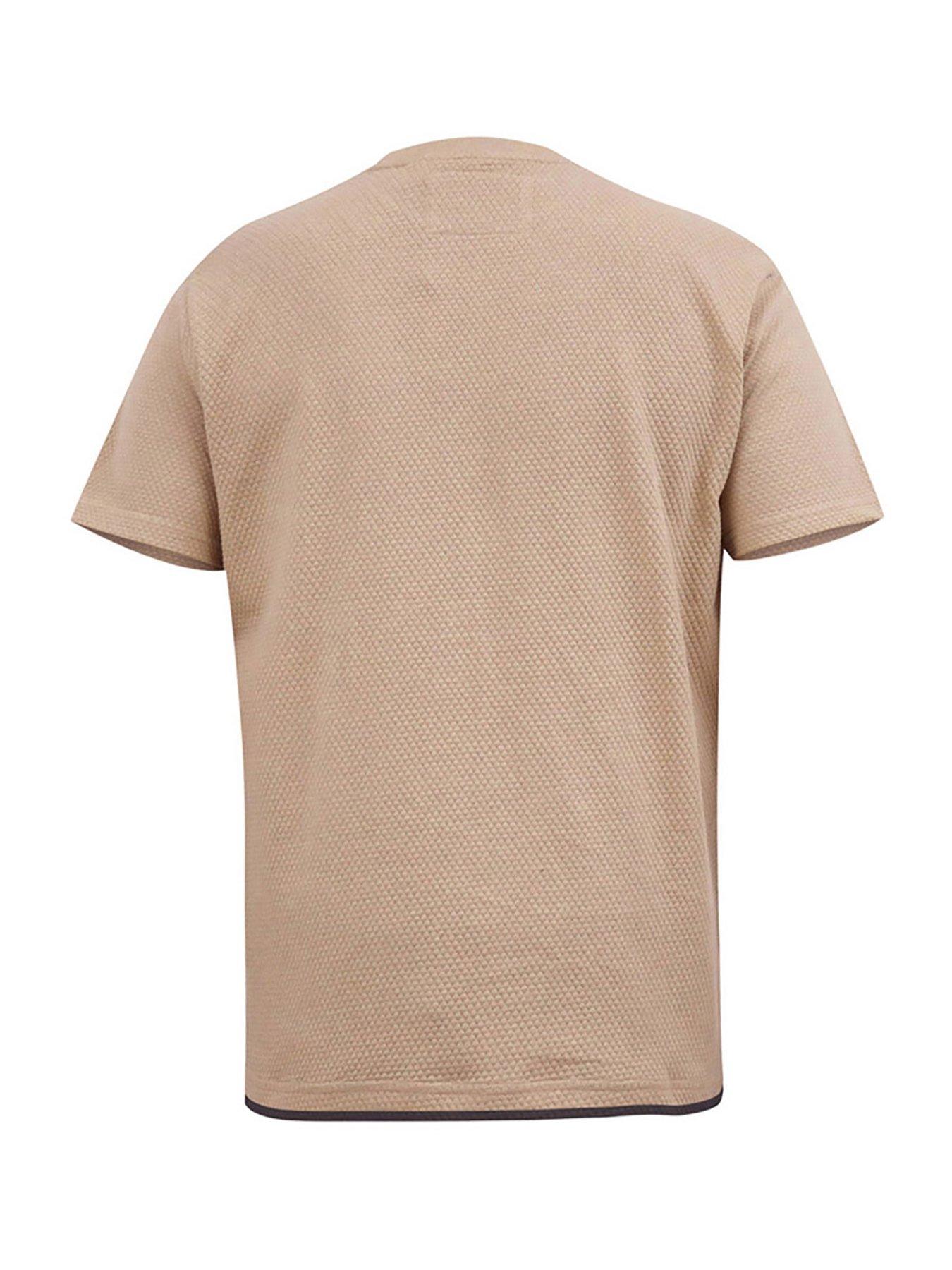 Image 4 of 5 of D555 Sandford Waffle Textured T-Shirt - Beige