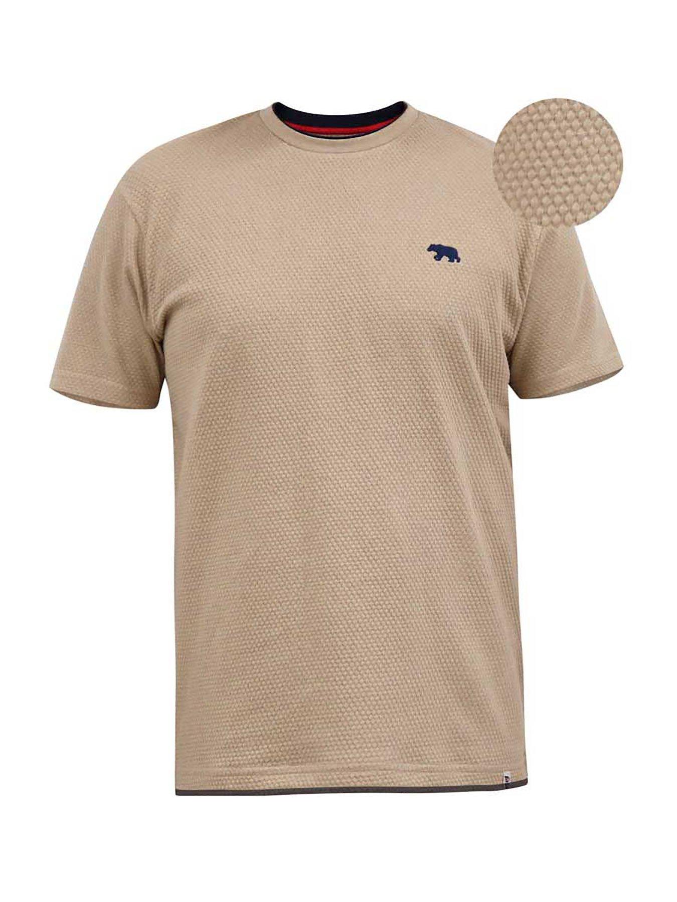 Image 5 of 5 of D555 Sandford Waffle Textured T-Shirt - Beige