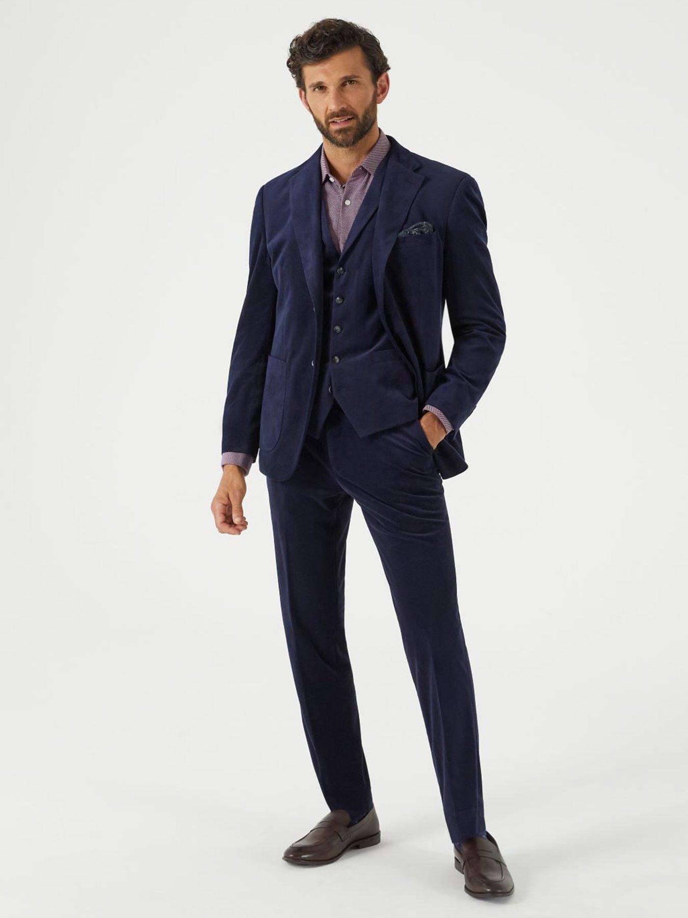 Image 3 of 5 of Skopes Atkinson Corduroy Tailored Fit Suit Trousers - Navy