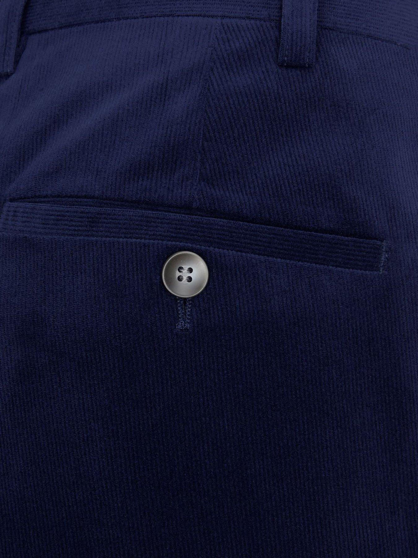 Image 4 of 5 of Skopes Atkinson Corduroy Tailored Fit Suit Trousers - Navy