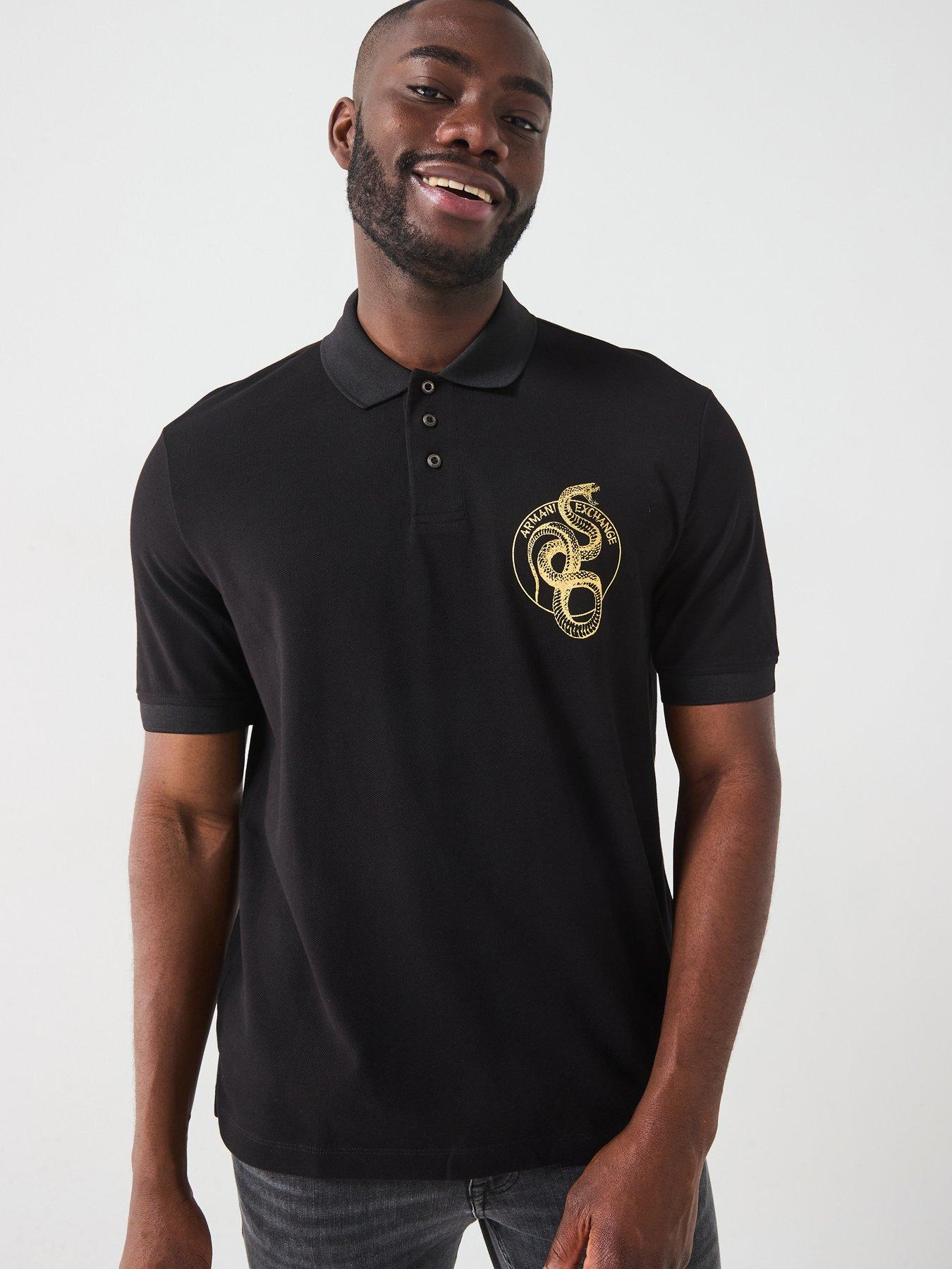 undefined Snake Logo Short Sleeve Polo Shirt - Black