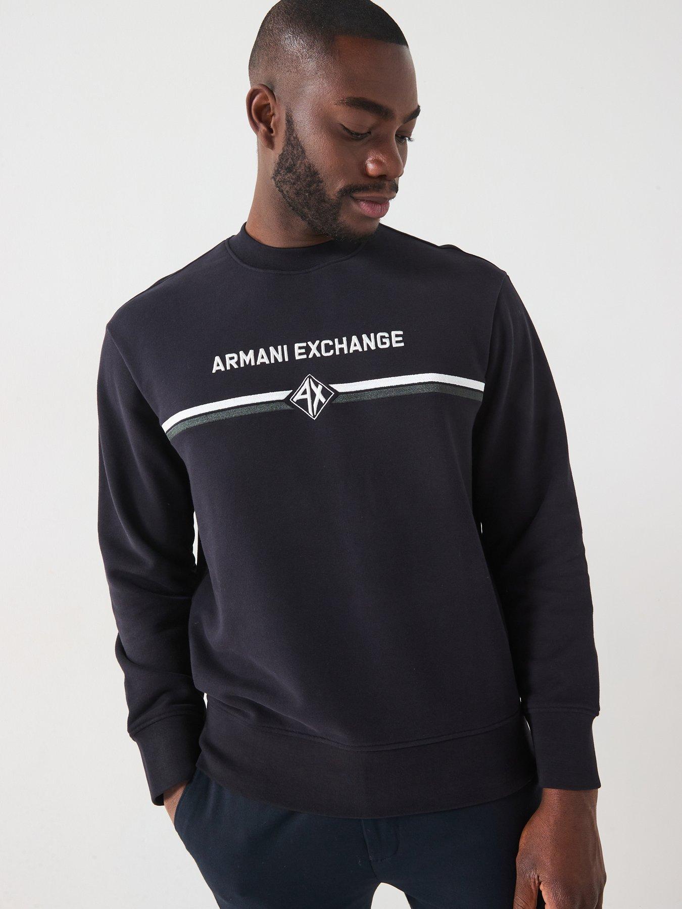undefined AX | Chest/Stripe Logo Crew Neck Jumper - Navy