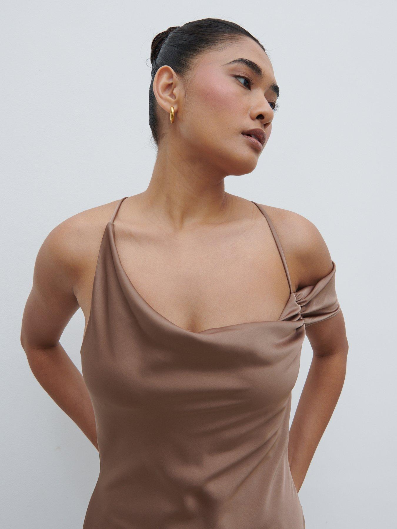 brown and white swirl dress brown striped flowy tank dress small main image 1