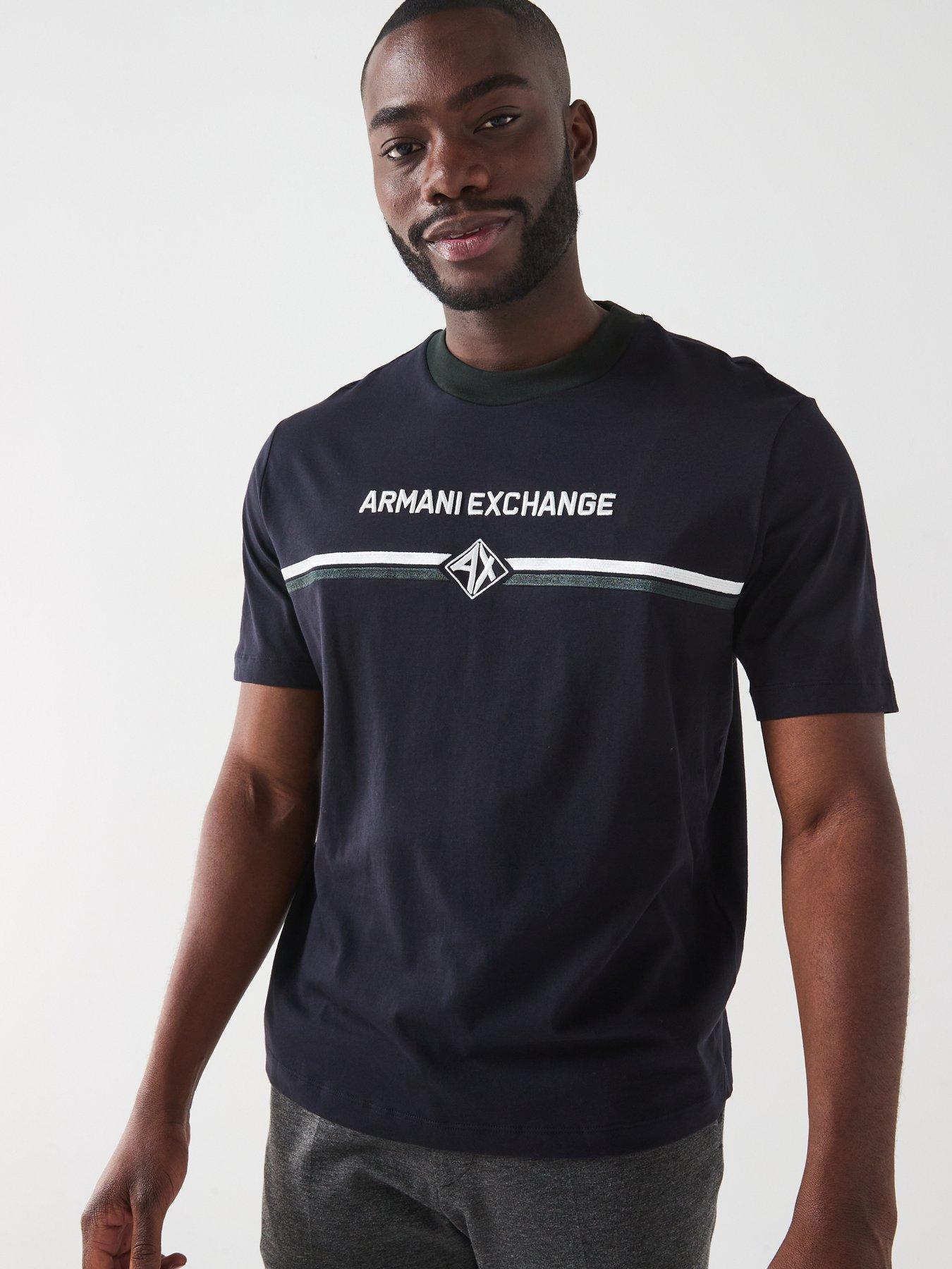 undefined AX | Chest/Stripe Logo T-Shirt - Navy
