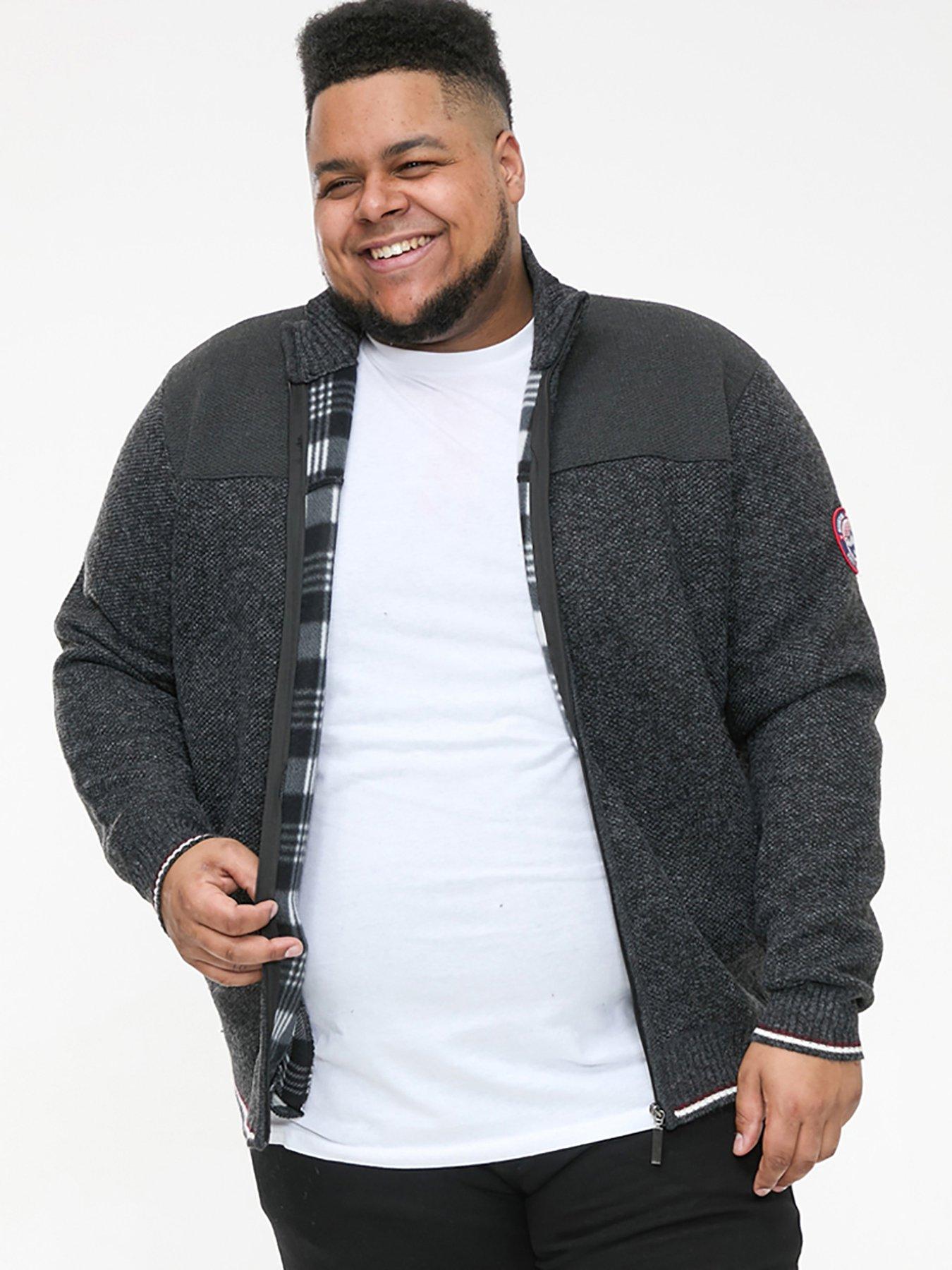 D555 Aberdare Zip Through Knitted Jumper - Dark Grey