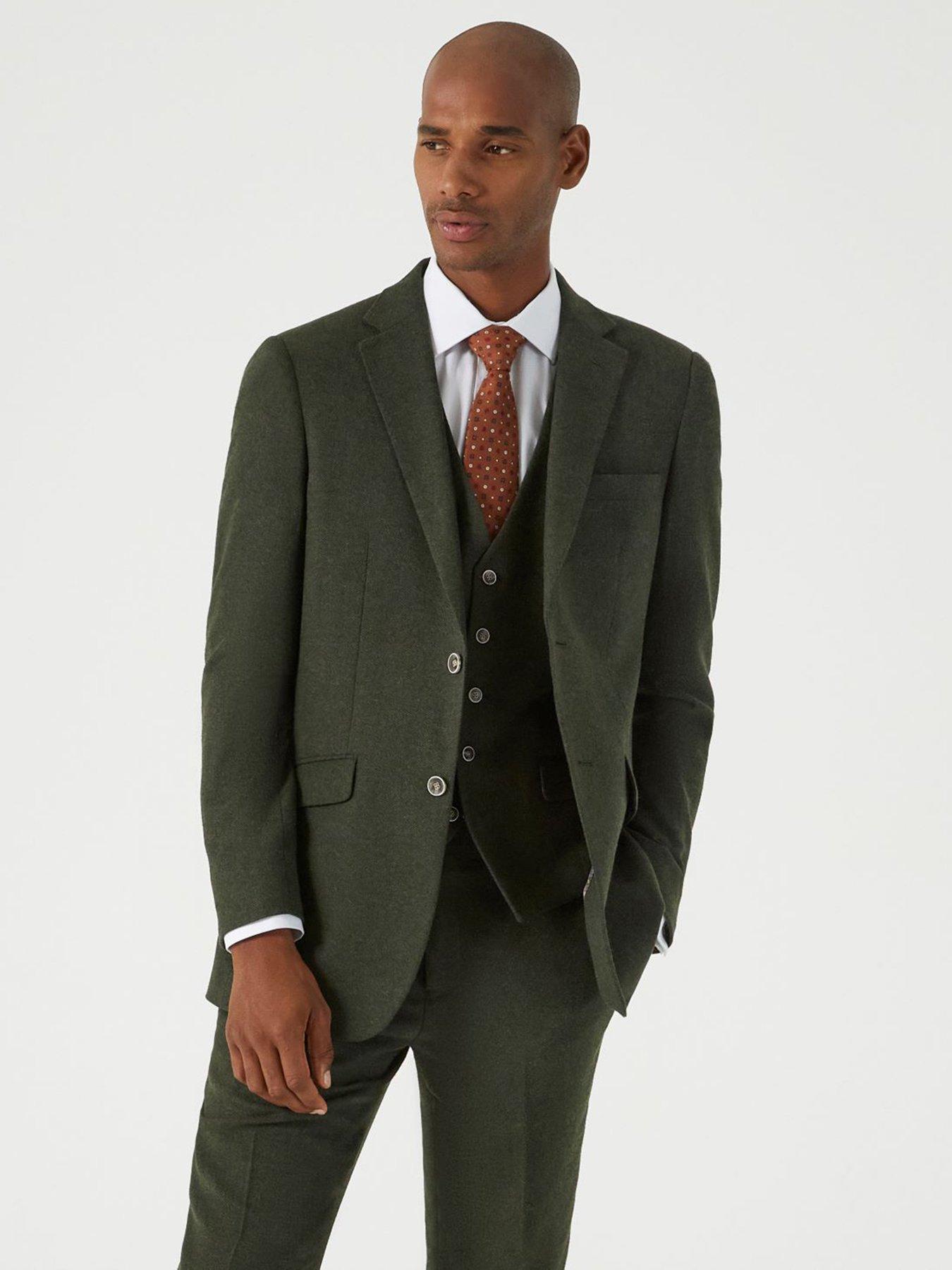 Skopes Jude Herringbone Tailored Fit Suit Jacket, Green, Size 52R, Men