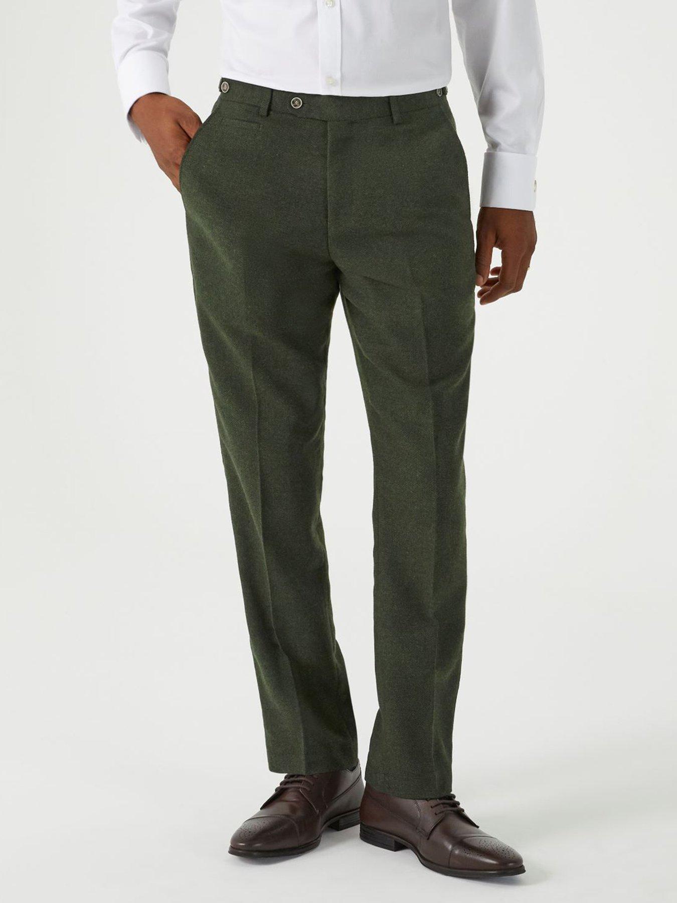 Skopes Jude Herringbone Tailored Fit Suit Trousers - Green