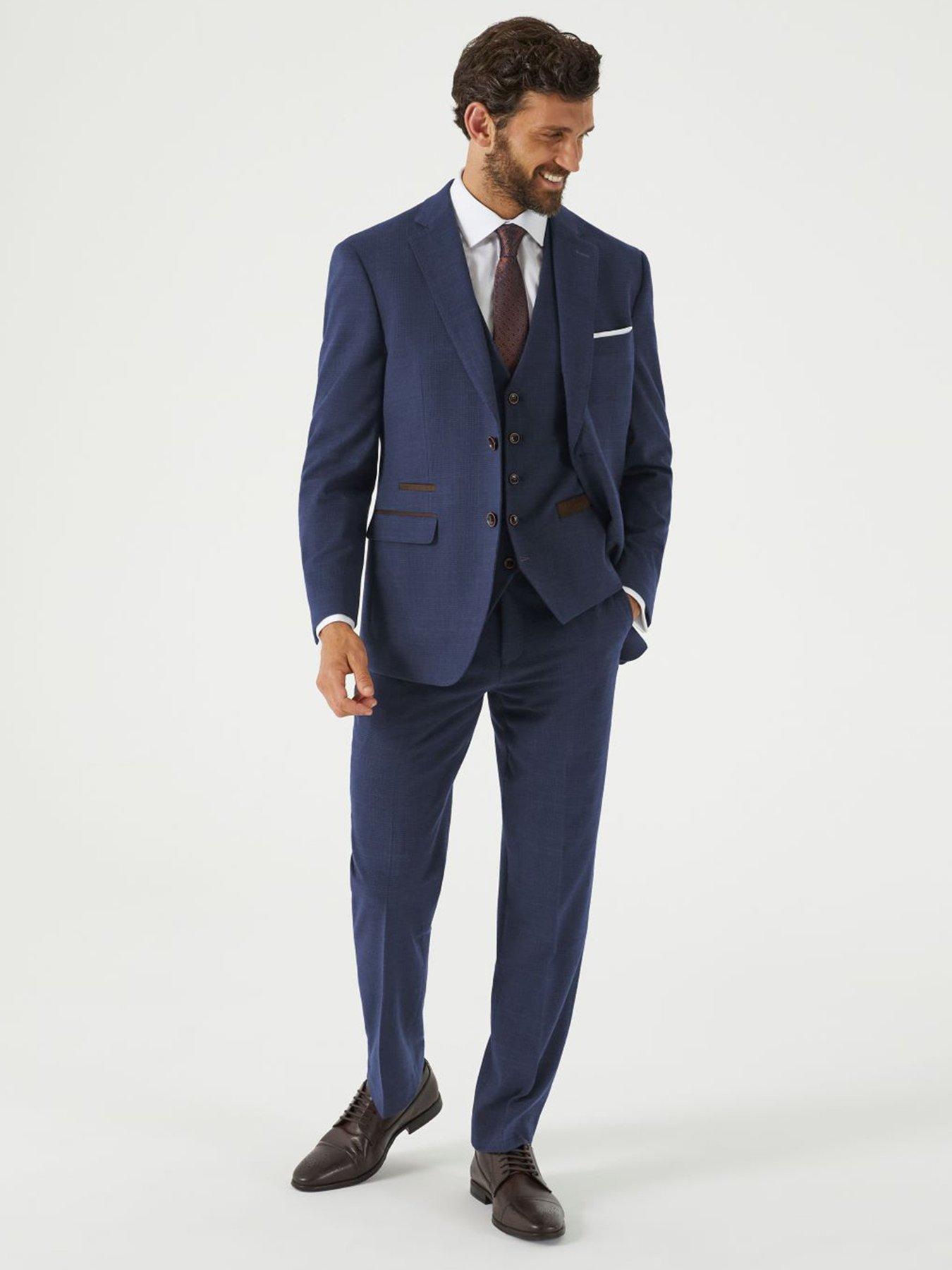 Image 3 of 5 of Skopes Guildford Check Tailored Fit Suit Jacket - Navy