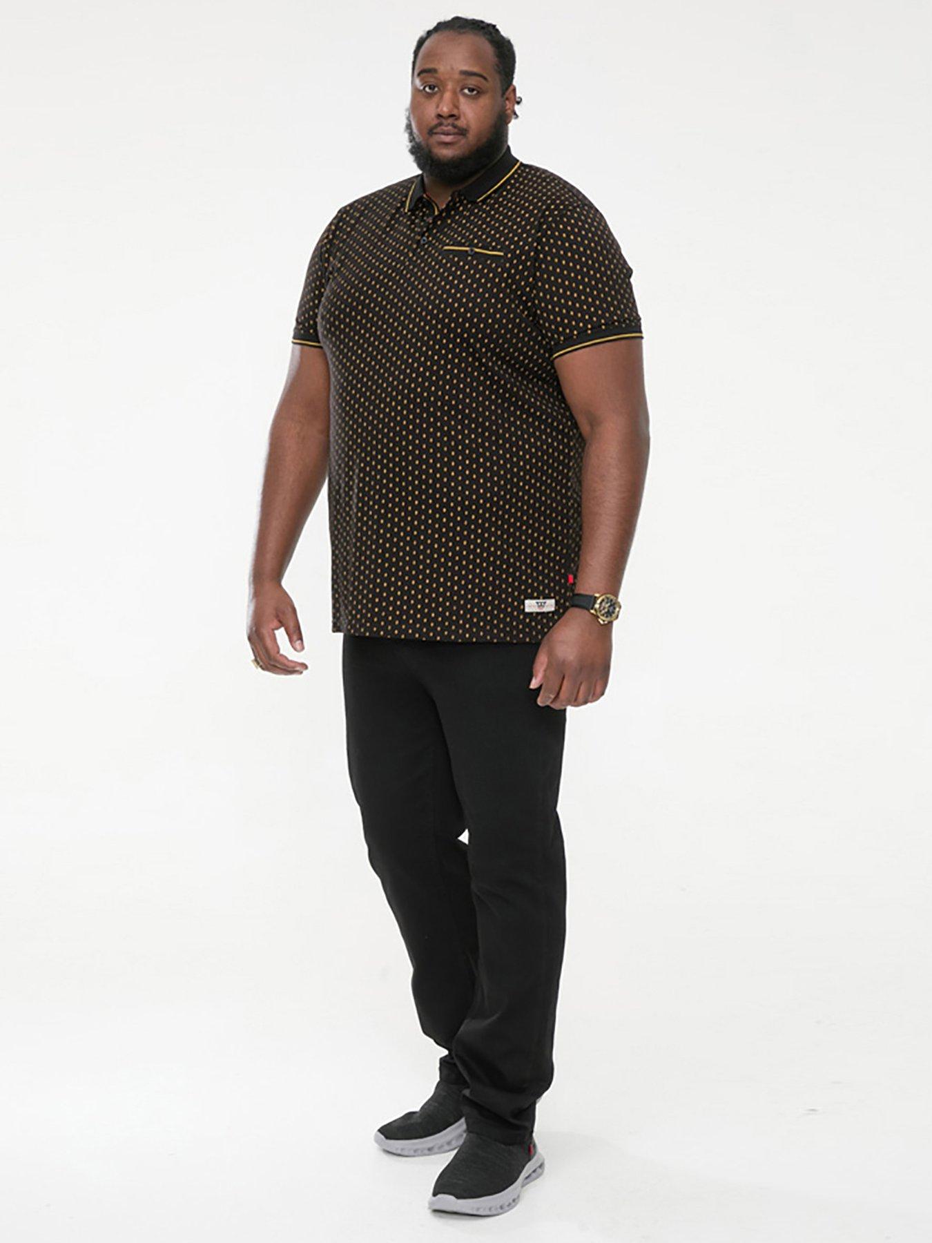 Image 2 of 4 of D555 Raul Jersey Polo Shirt With Jacquard Collar - Black