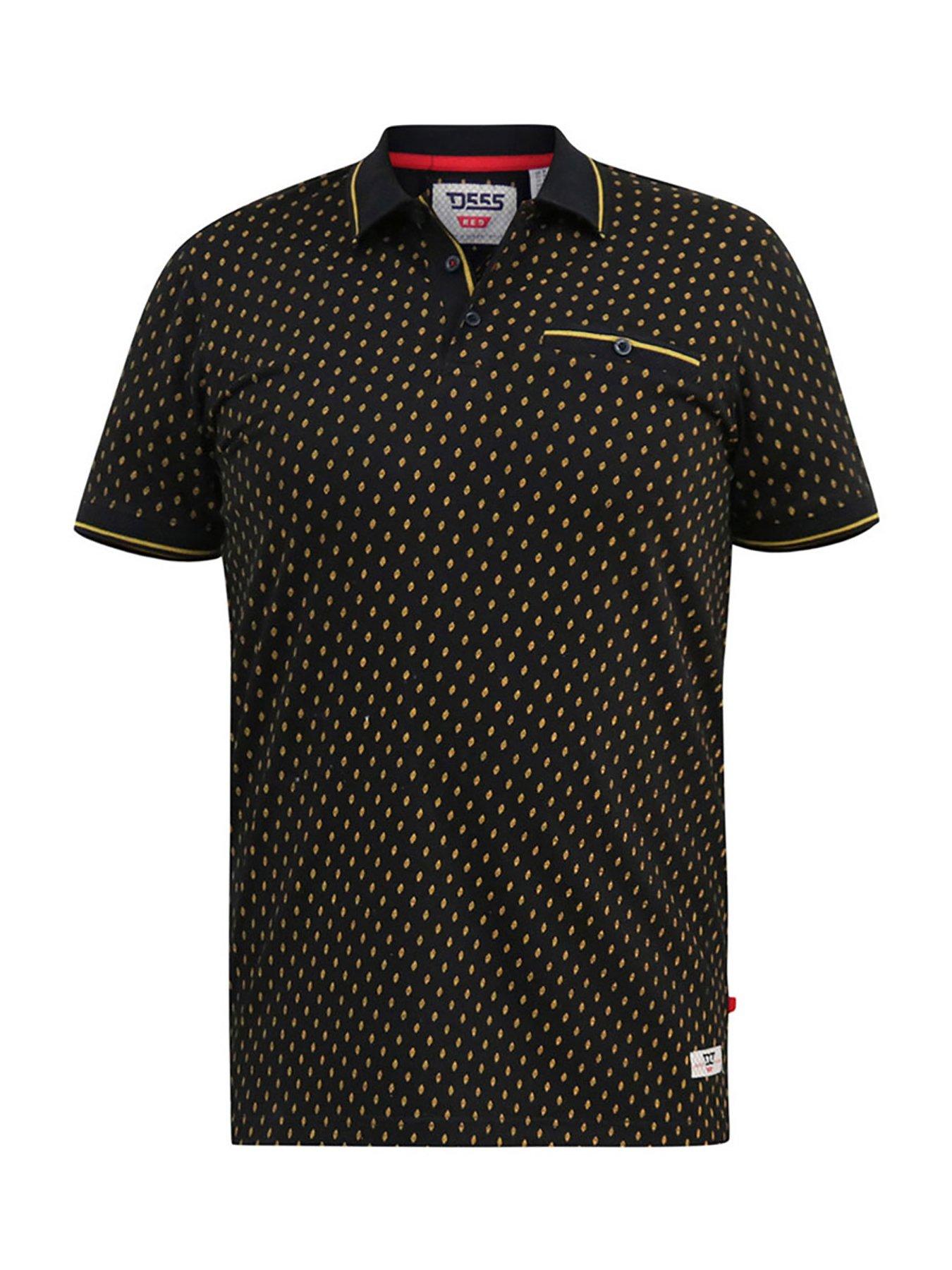 Image 3 of 4 of D555 Raul Jersey Polo Shirt With Jacquard Collar - Black