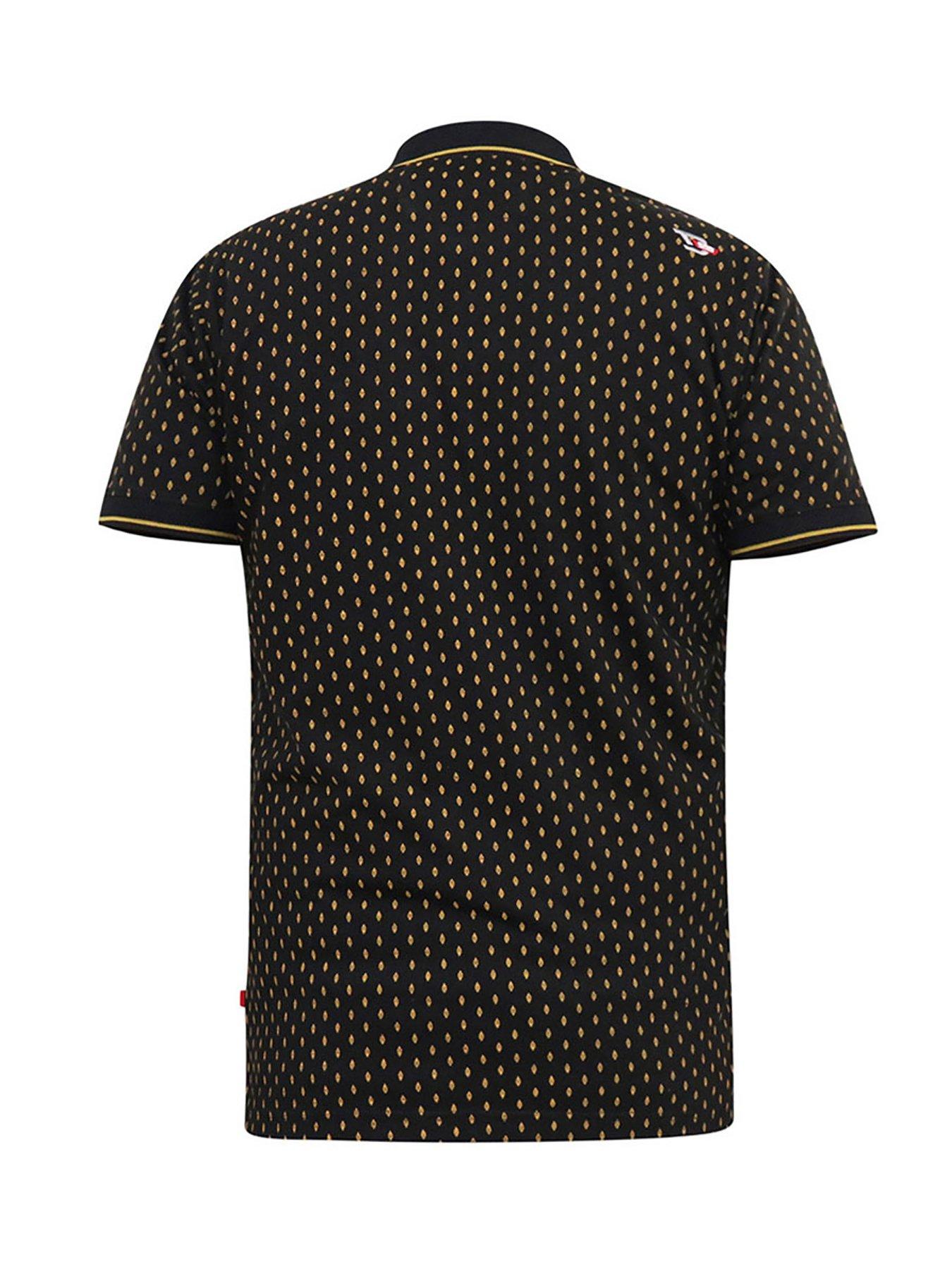 Image 4 of 4 of D555 Raul Jersey Polo Shirt With Jacquard Collar - Black