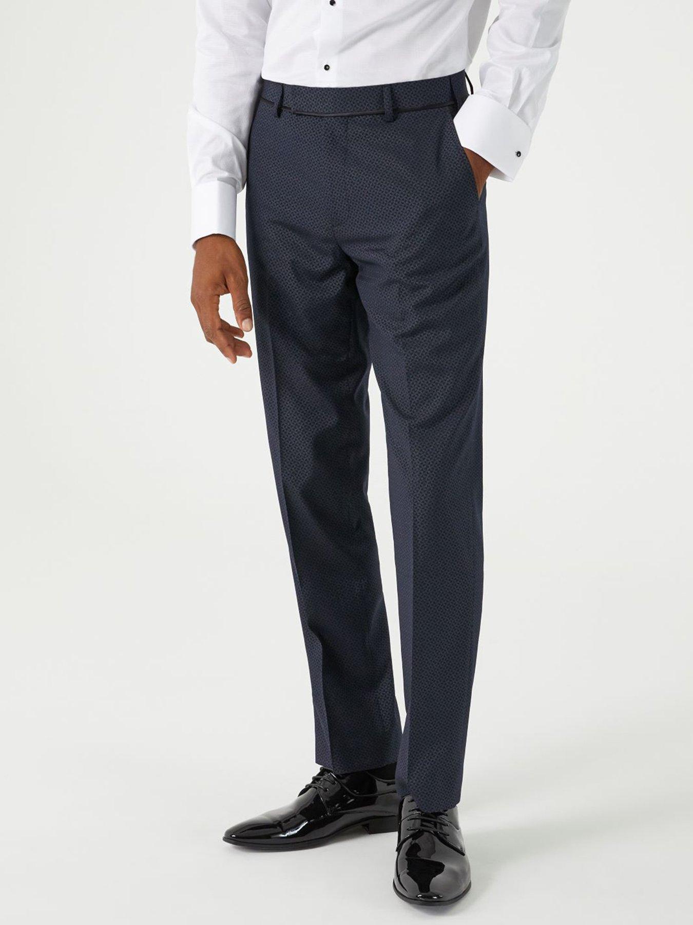 undefined Cuba Tailored Fit Tuxedo Suit Trousers - Navy