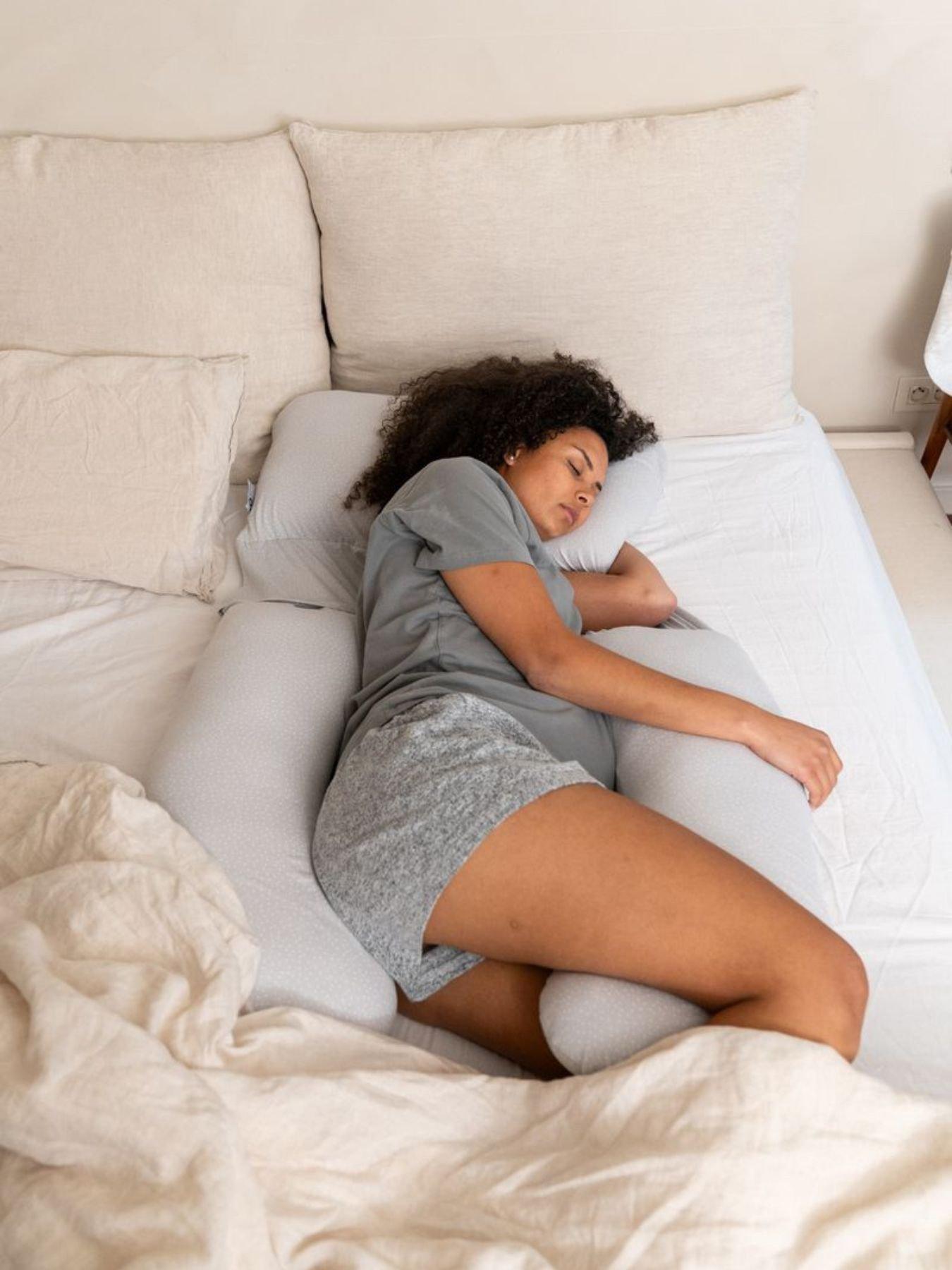 Image 1 of 6 of Babymoov Doomoo MAXXY Grey Dots XXL Maternity and Feeding Pillow