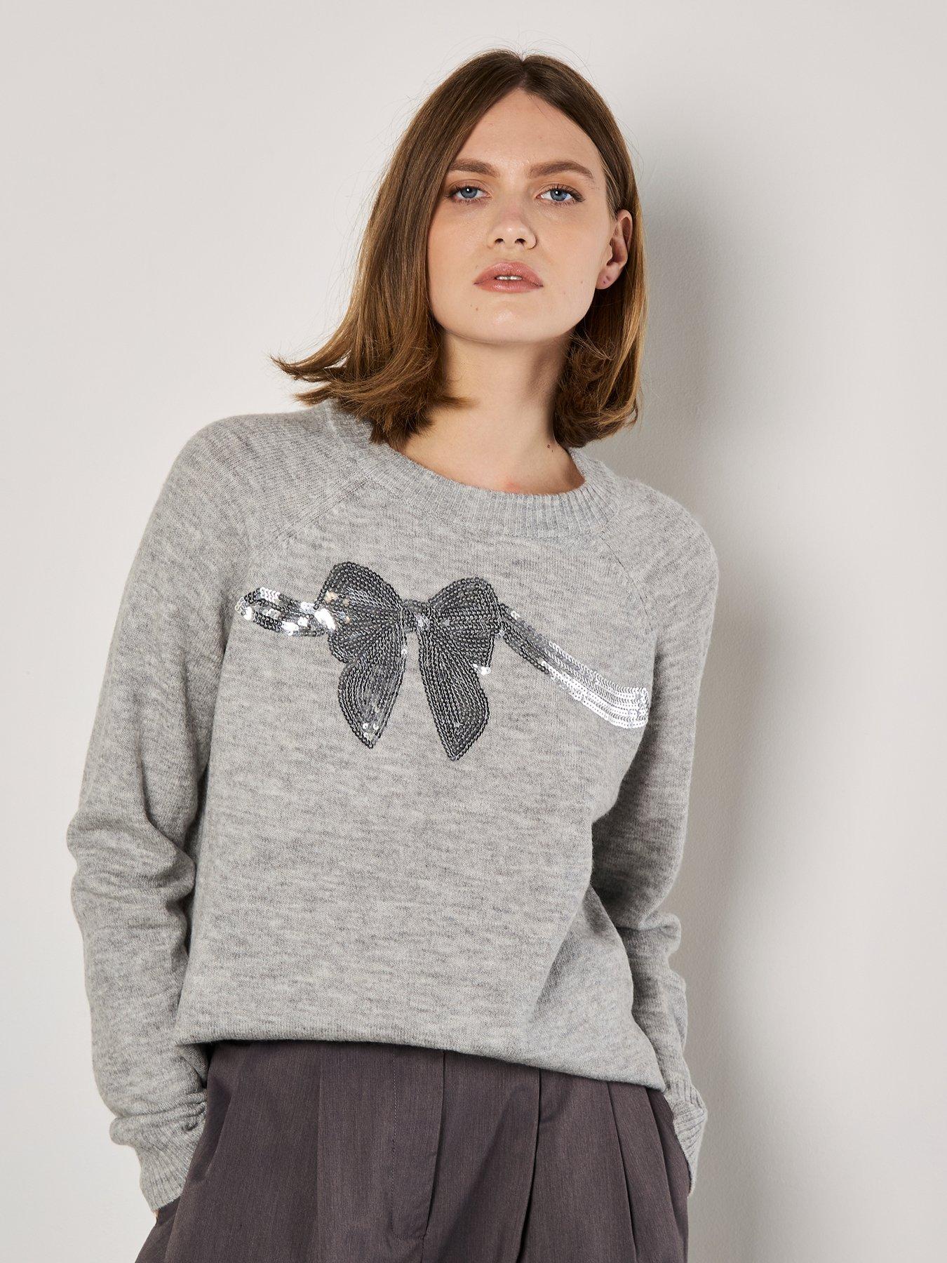 Sequin bow christmas jumper store