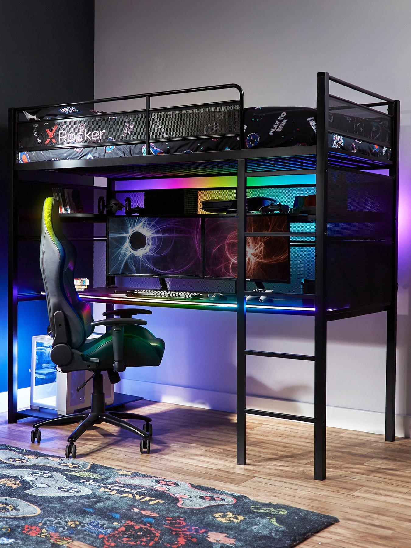 Product photograph of X Rocker Battle Bunk Rgb Sync Gaming Bed from very.co.uk