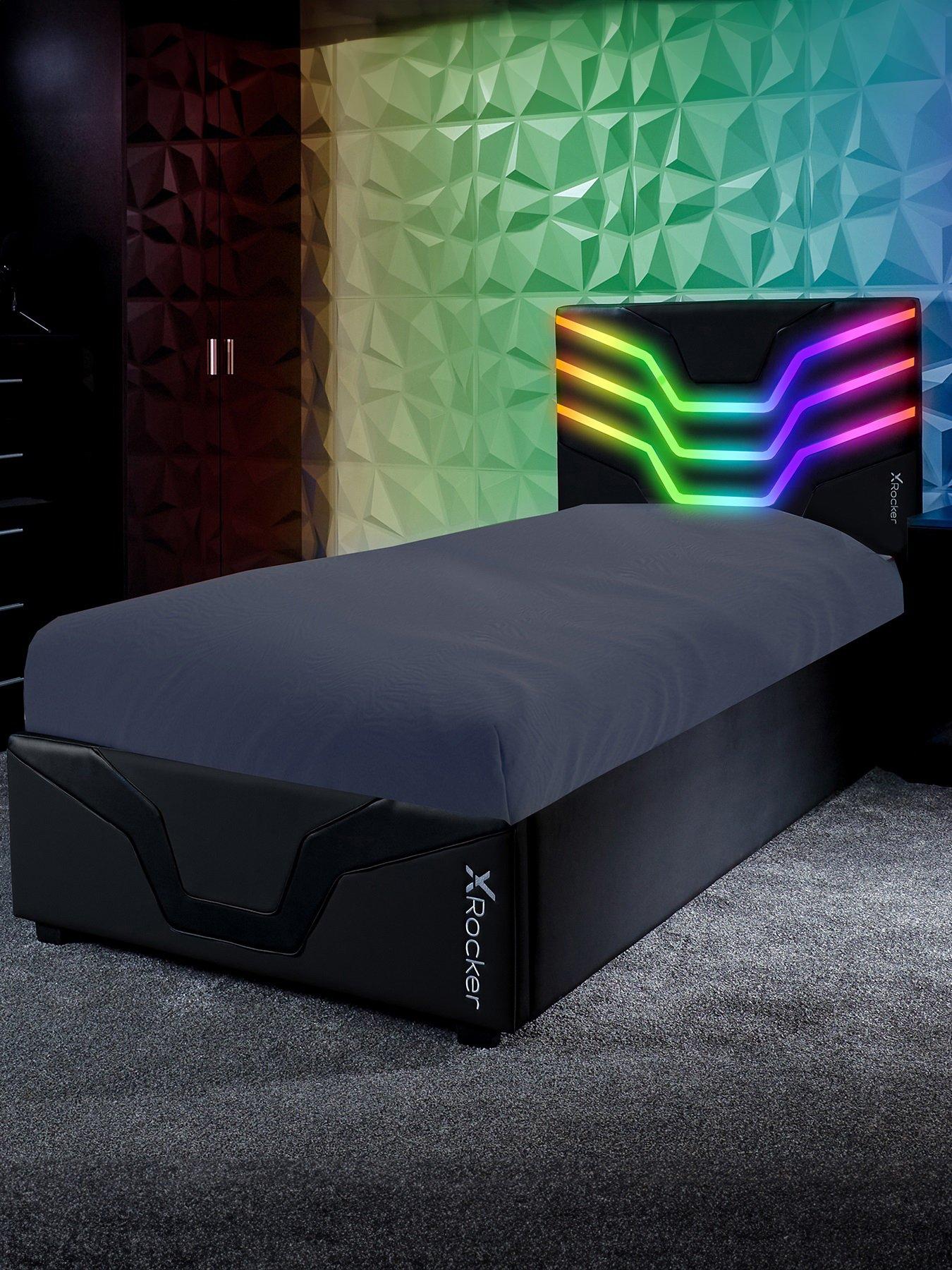 Product photograph of X Rocker Cosmos Rgb Led Single Ottoman Bed from very.co.uk