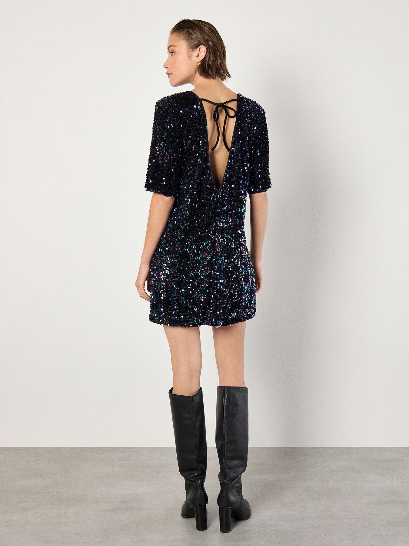 Ayv Sequin Floral Backless Mini Dress
