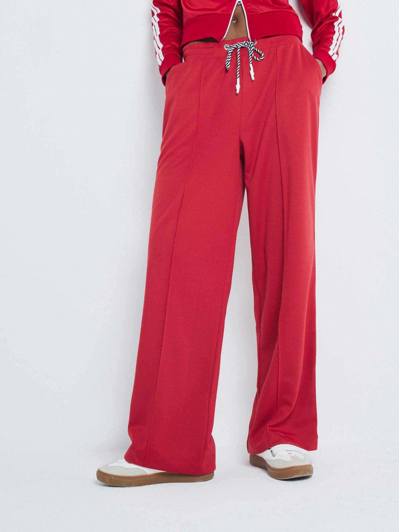 undefined Side Stripe Wide Leg Jogger - Red
