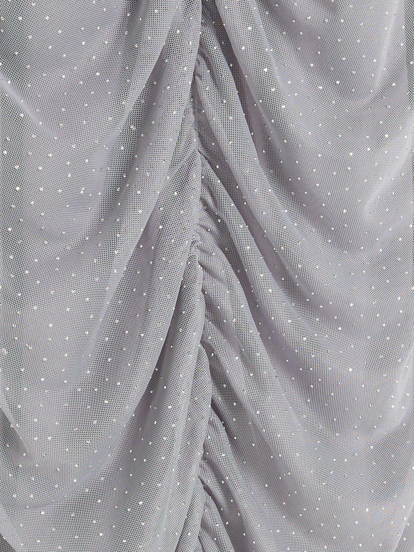 Image 5 of 6 of River Island Racer Column Ruched Dress - Grey