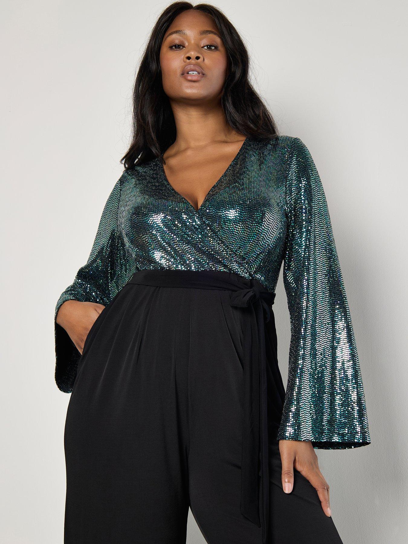 Mirror Sequin Contrast Jumpsuit