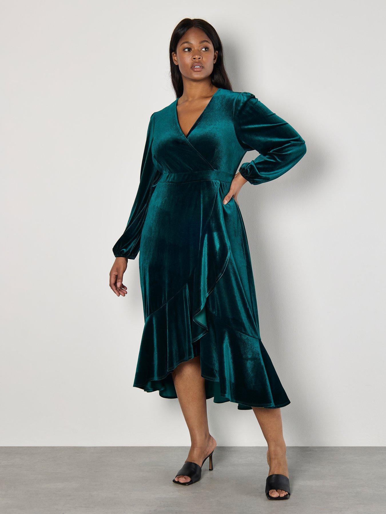 Velvet full sleeve dress sales