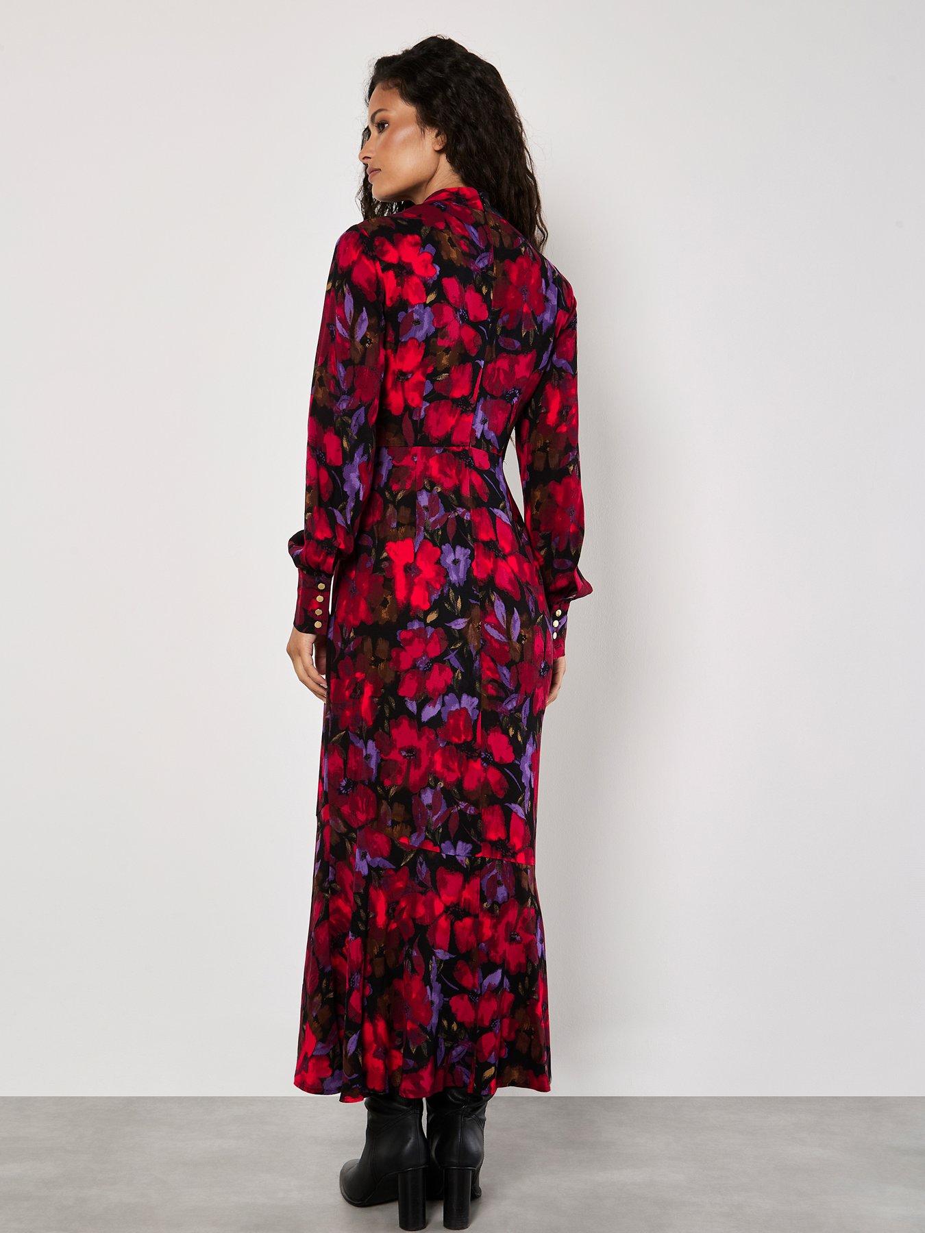 Image 2 of 3 of Apricot Ornate Floral High Neck Midaxi Dress