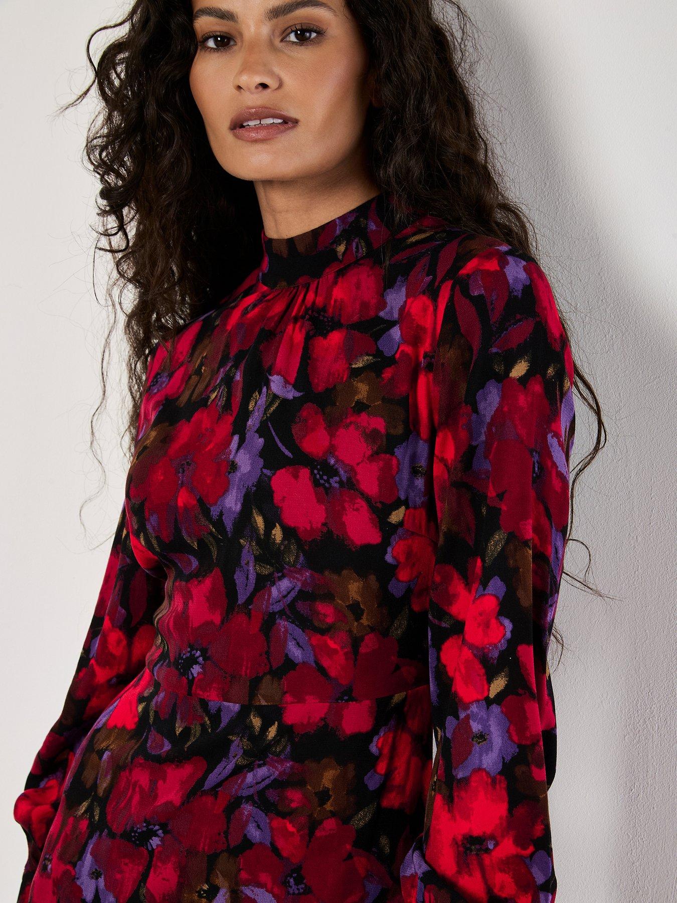 Image 3 of 3 of Apricot Ornate Floral High Neck Midaxi Dress