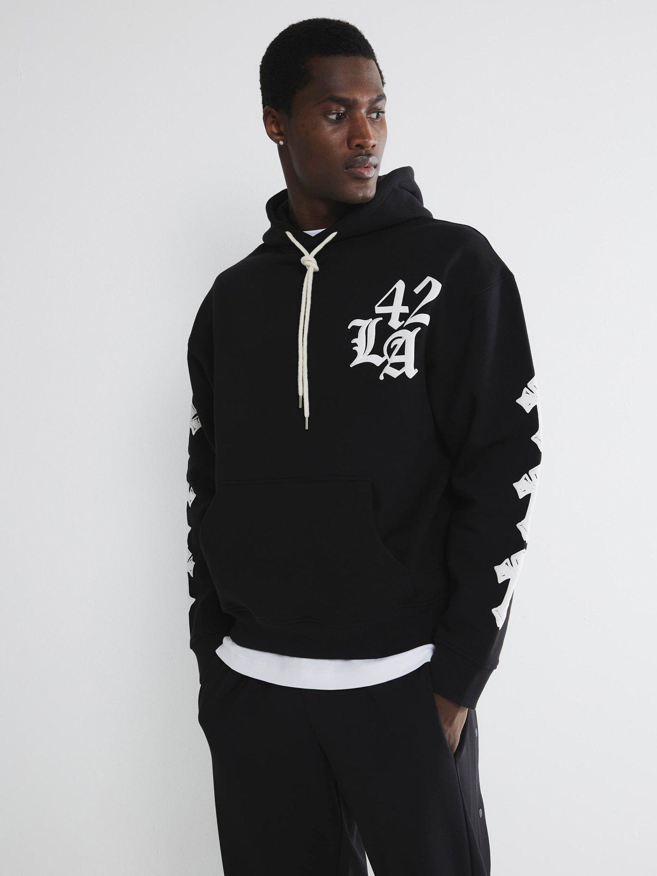 undefined Long Sleeve Os Gothic Cross Patch Hoodie - Black