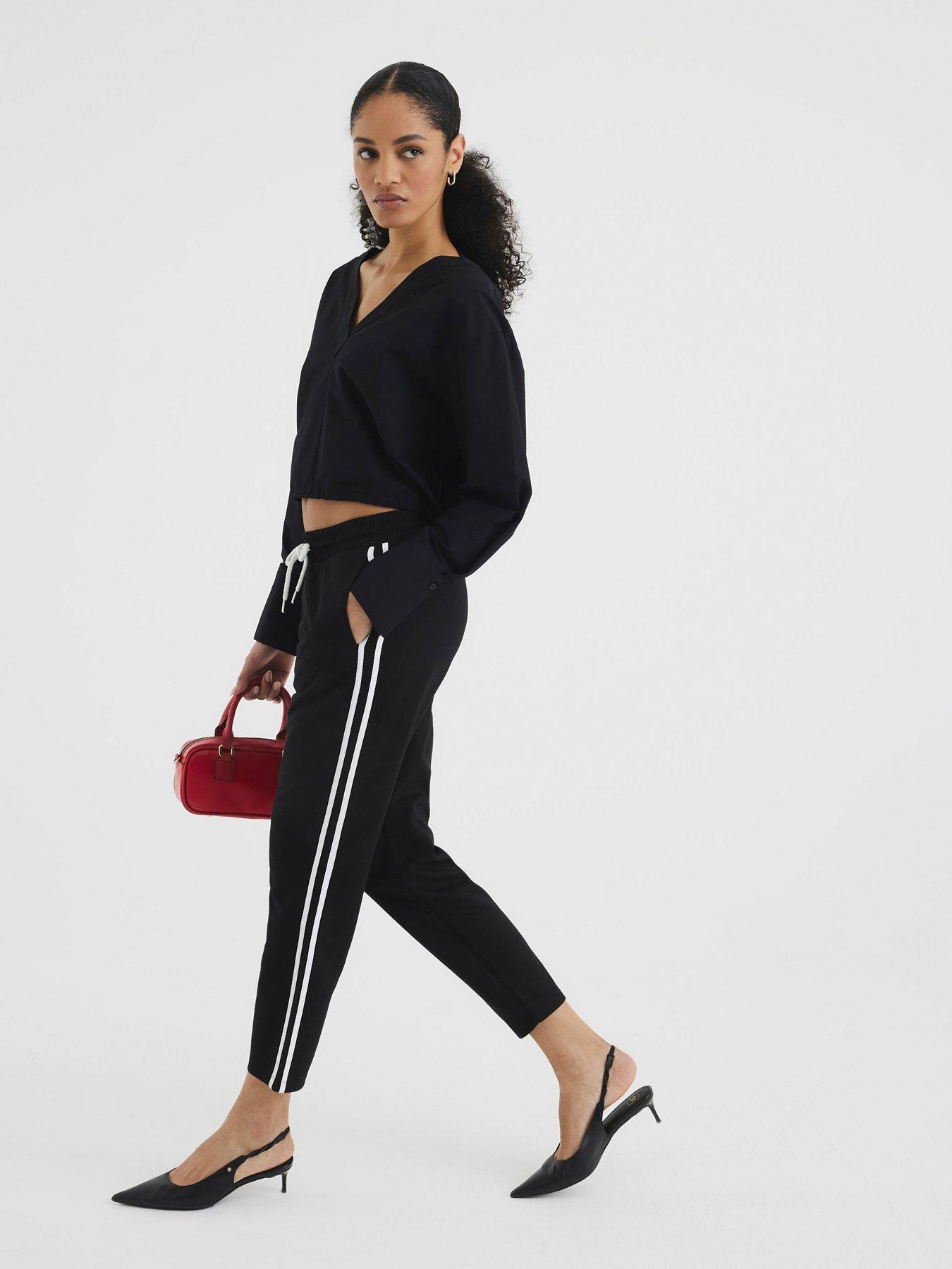 undefined Side Stripe Jogger - Black/White