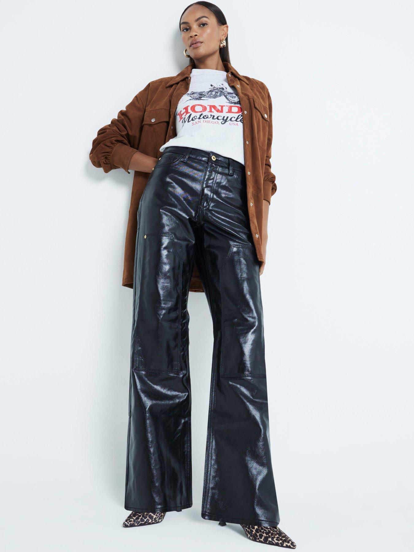 River Island Relaxed Straight Selena Coated - Black