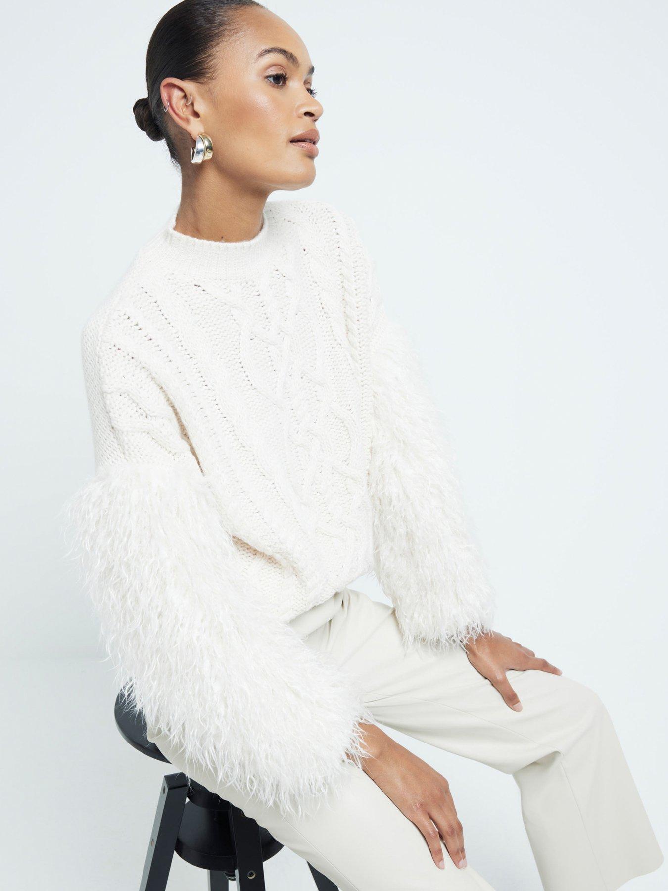 undefined Ultimate Faux fur Sleeve Jumper - Beige
