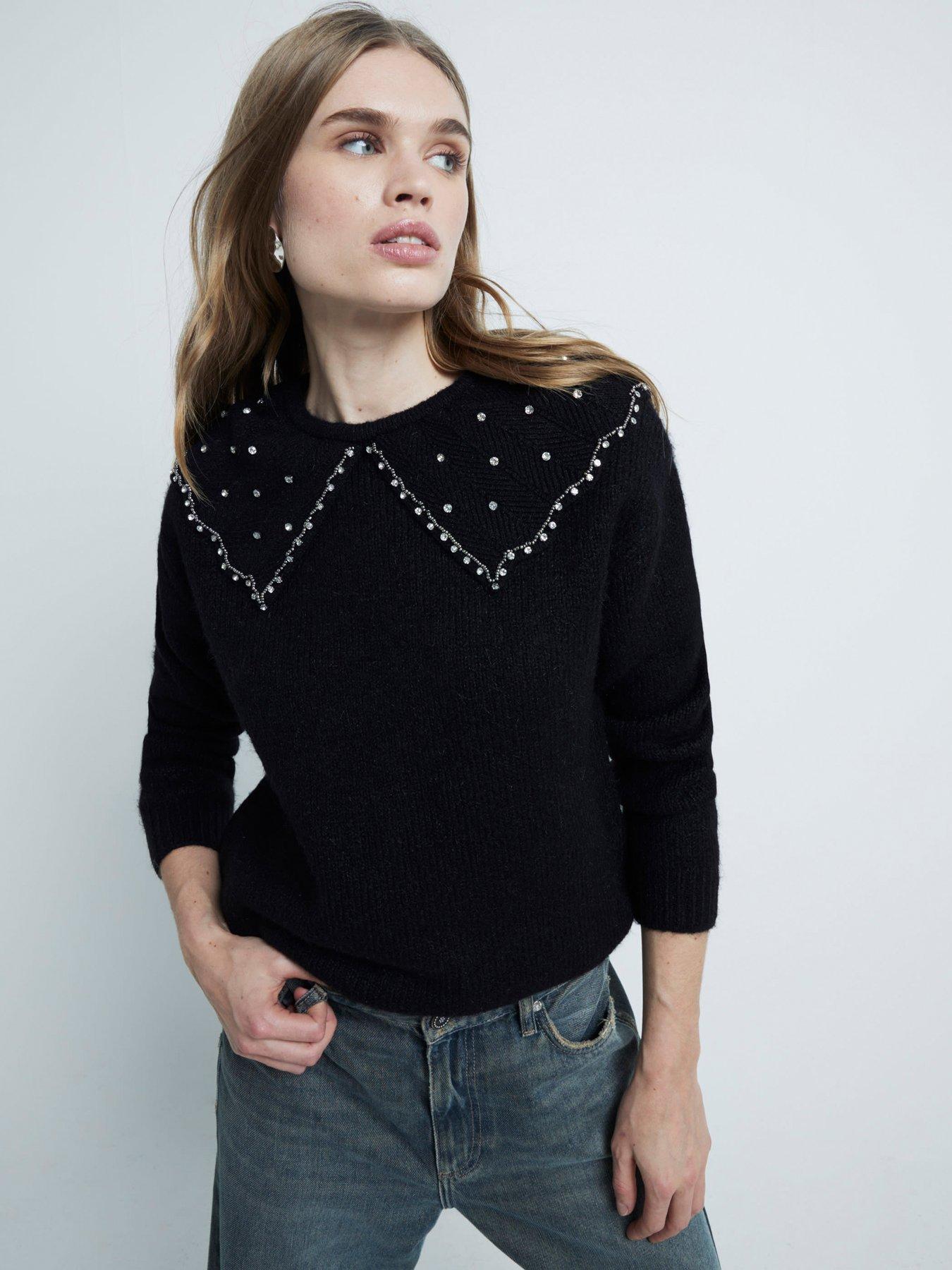 undefined Ultimate Embellished Collar Jumper - Black