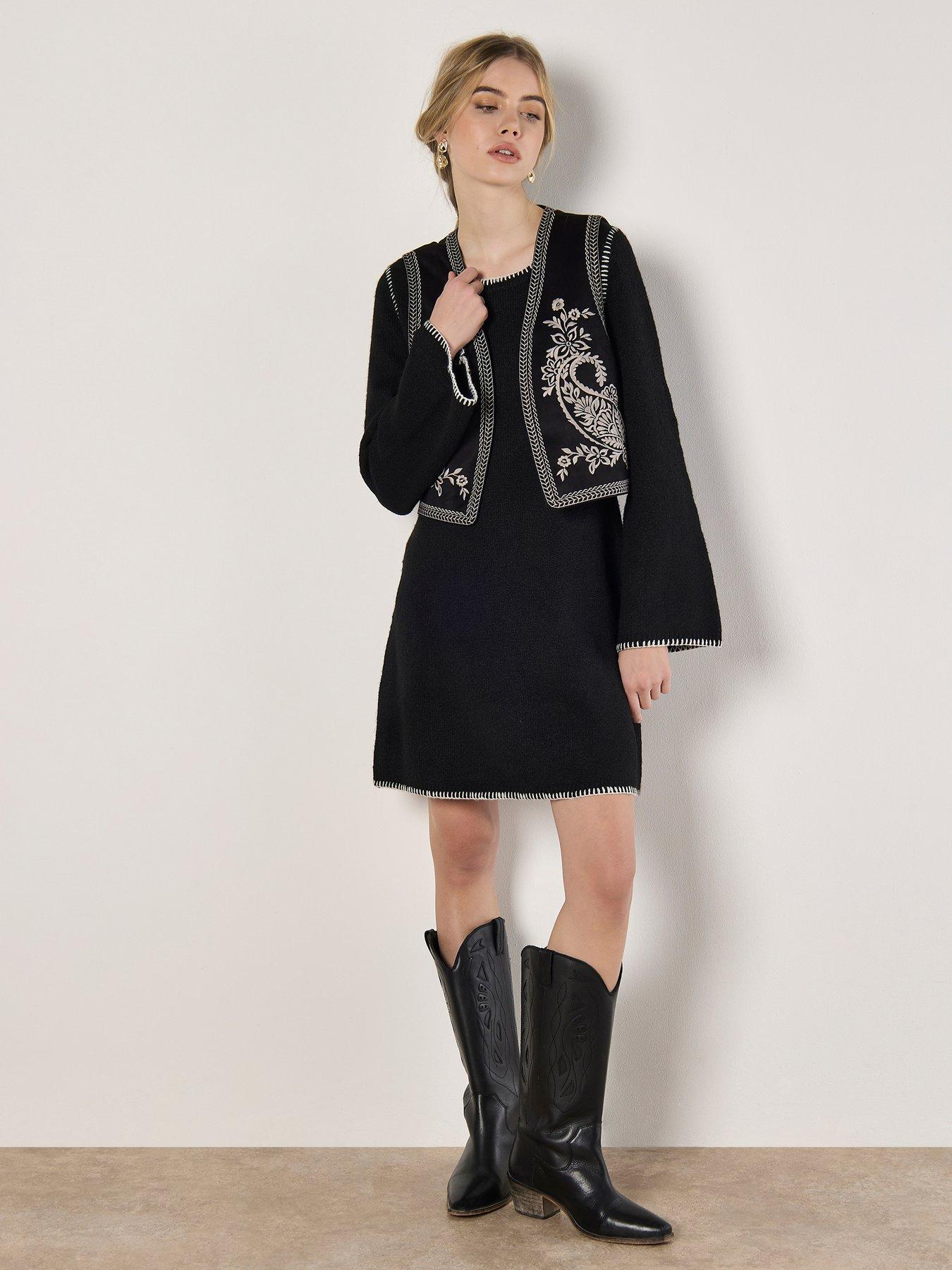 Apricot Blanket Stitch Knit Swing Dress | Very