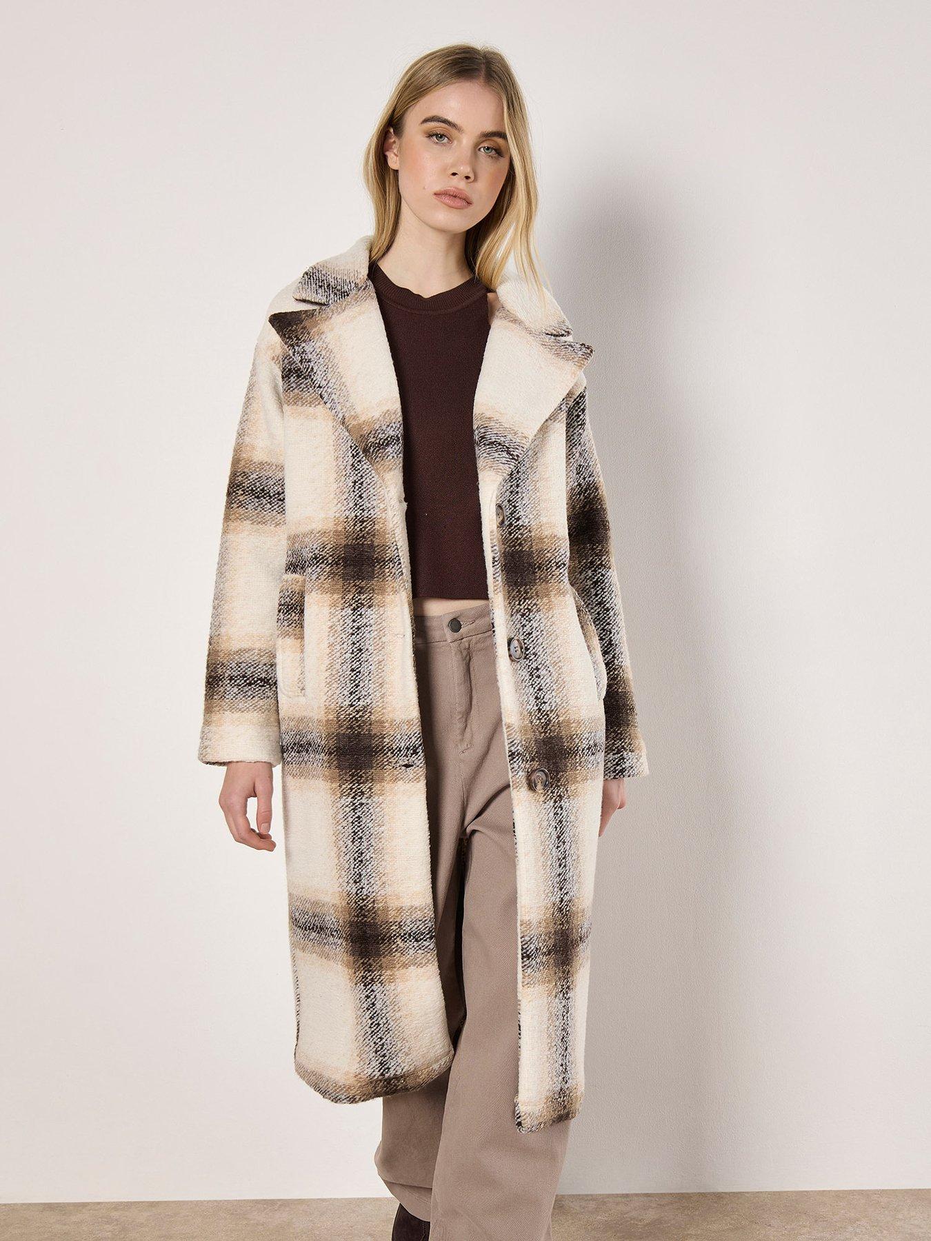 Image 1 of 5 of Apricot Large Scale Check Oversized Coat
