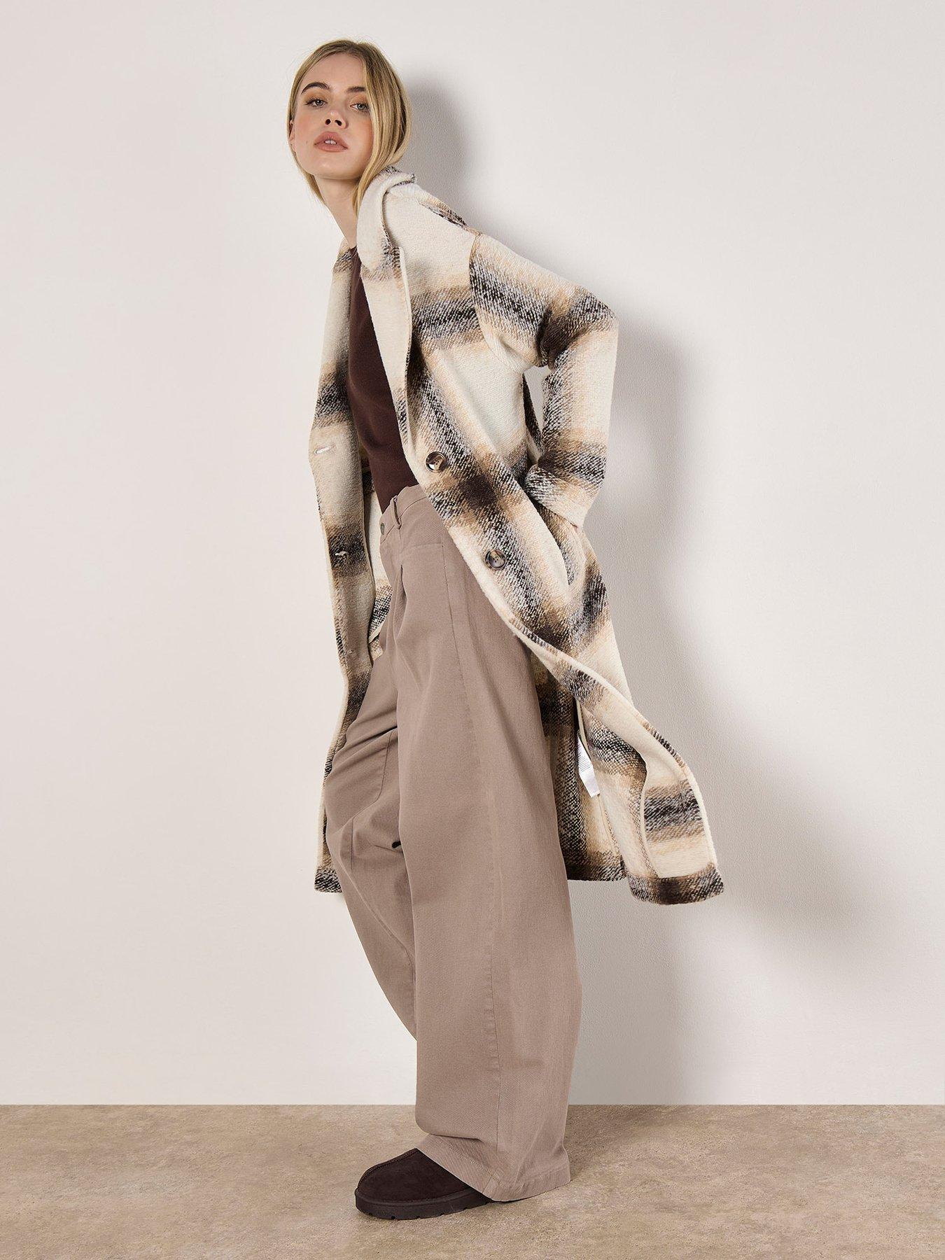 Image 3 of 5 of Apricot Large Scale Check Oversized Coat