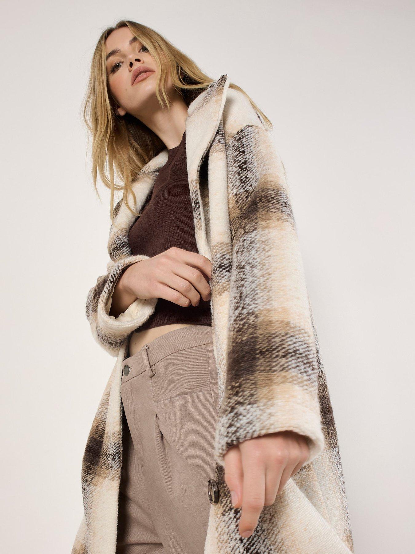 Image 4 of 5 of Apricot Large Scale Check Oversized Coat